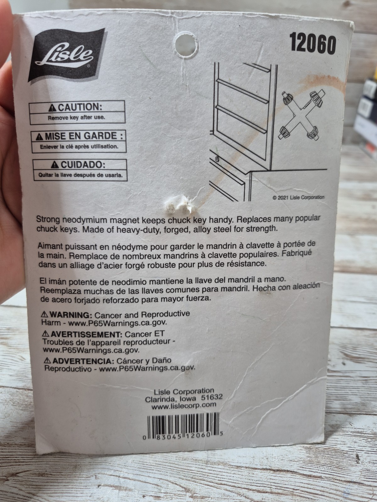 Lisle 12060 Large Master Magnetic Chuck Key with 4 Sizes