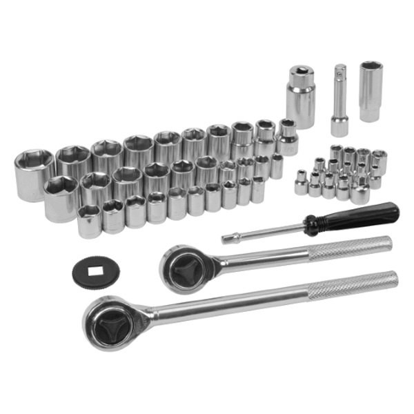 Performance Tool Mixed Drive Size SAE/Metric Ratchet & Socket Set, 52 Pieces