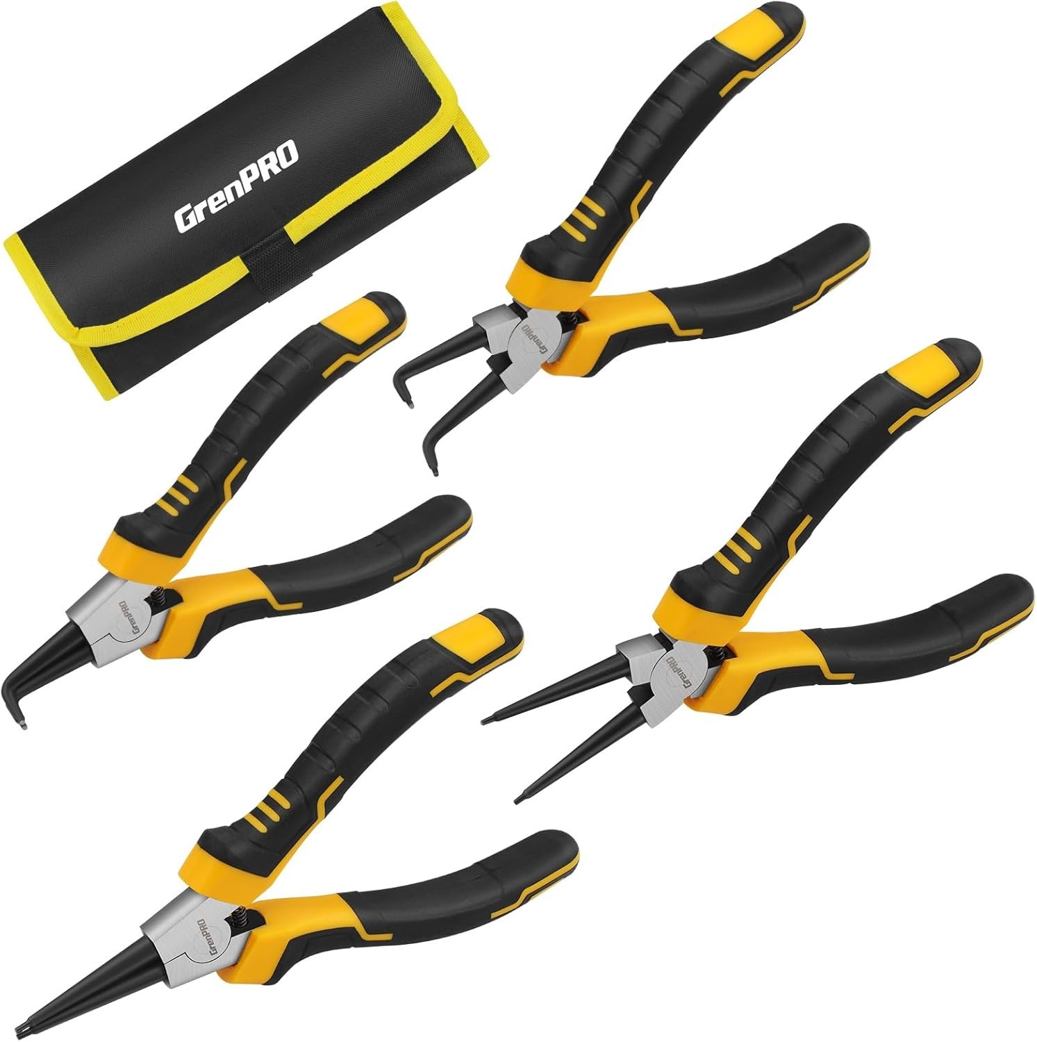 Versatile 4-Piece Circlip Pliers Set – 7-Inch Chrome Vanadium for Easy Use
