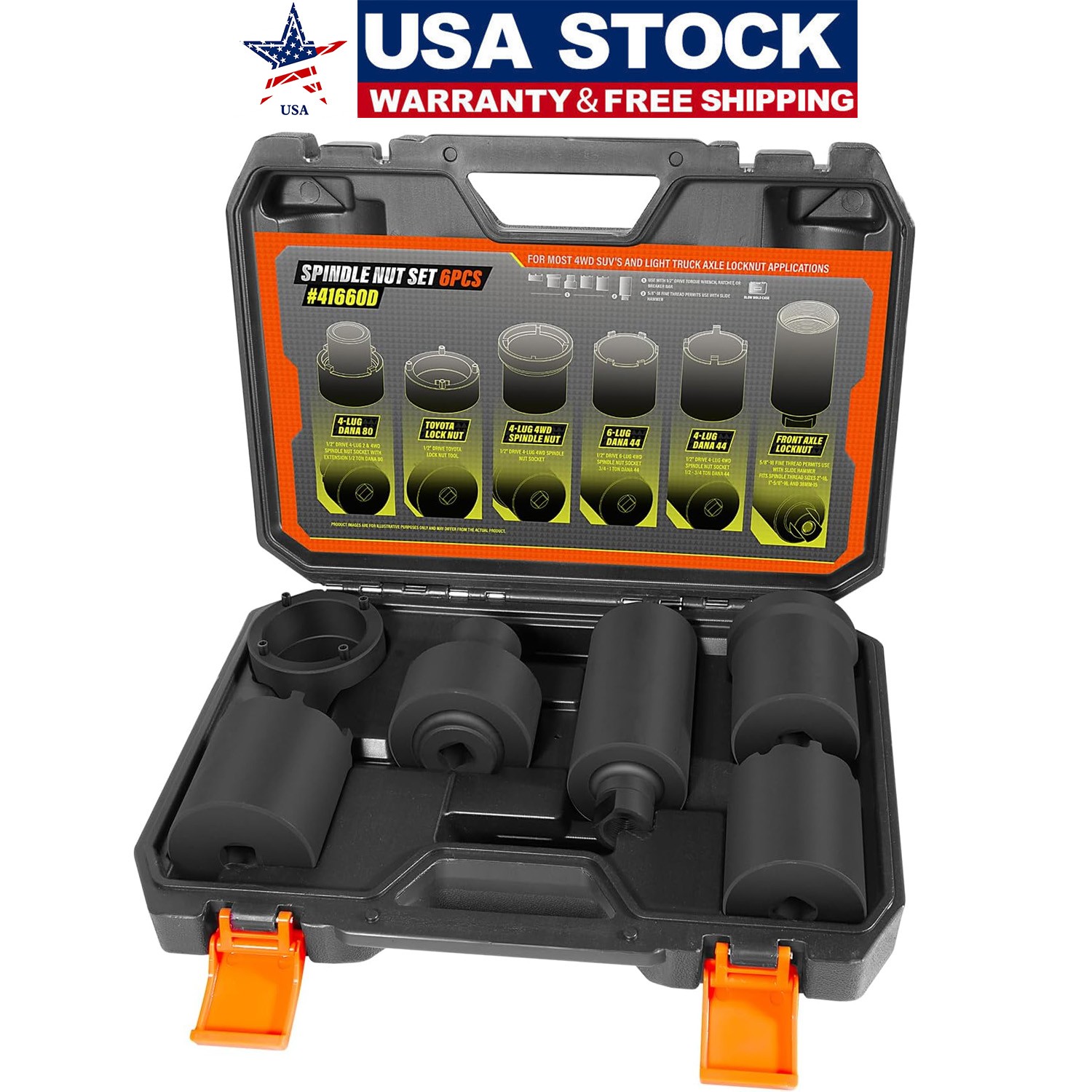 41660D Spindle Nut Socket Tool Set For Ford Dana 44 50 80, F-series, GM, Toyota