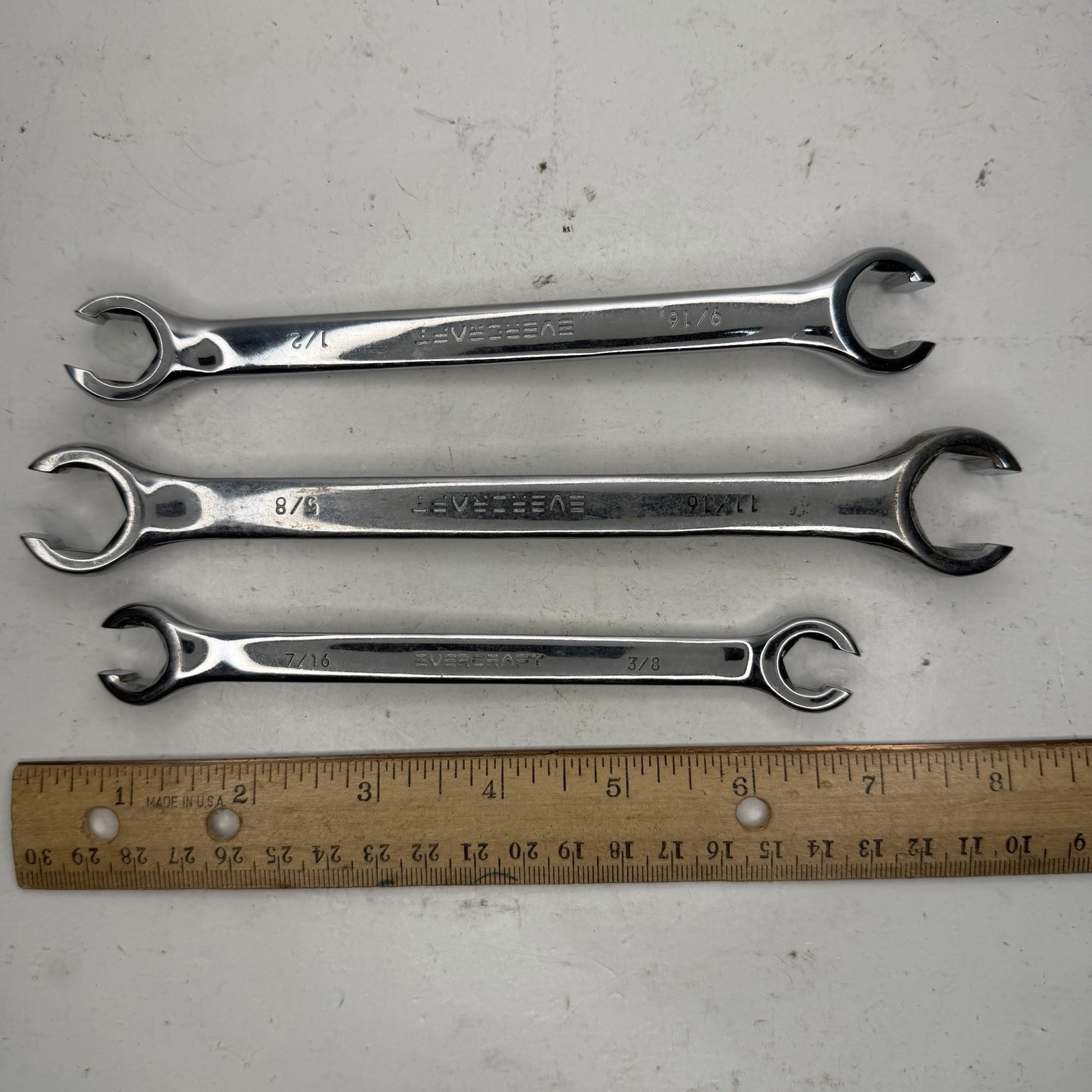 Evercraft Flare Nut Wrench 11/16X5/8″, 9/16X1/2″, 7/16X3/8″ Set of 3