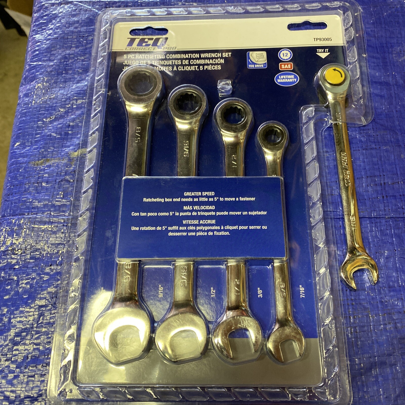 TEQ Correct Pro – 5 Pc SAE Ratcheting Wrench Set- TP93005
