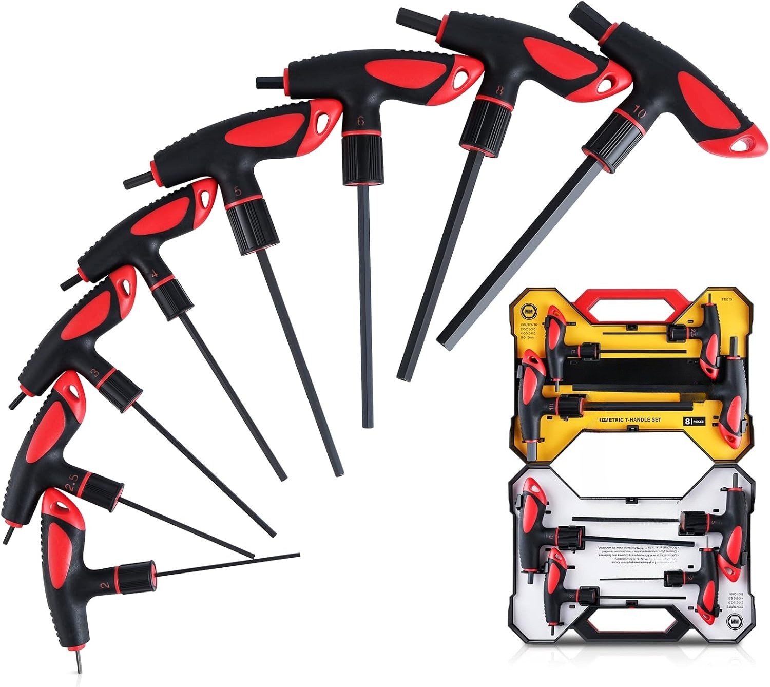 T-Handle Hex Key Set (Metric), 8-Piece Heavy-Duty Standard Long Handle