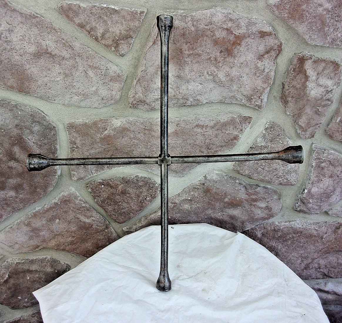 Vintage TRUCK 4 WAY LUG WRENCH Tool With 6 Point SOCKET 20 INCHES LONG.