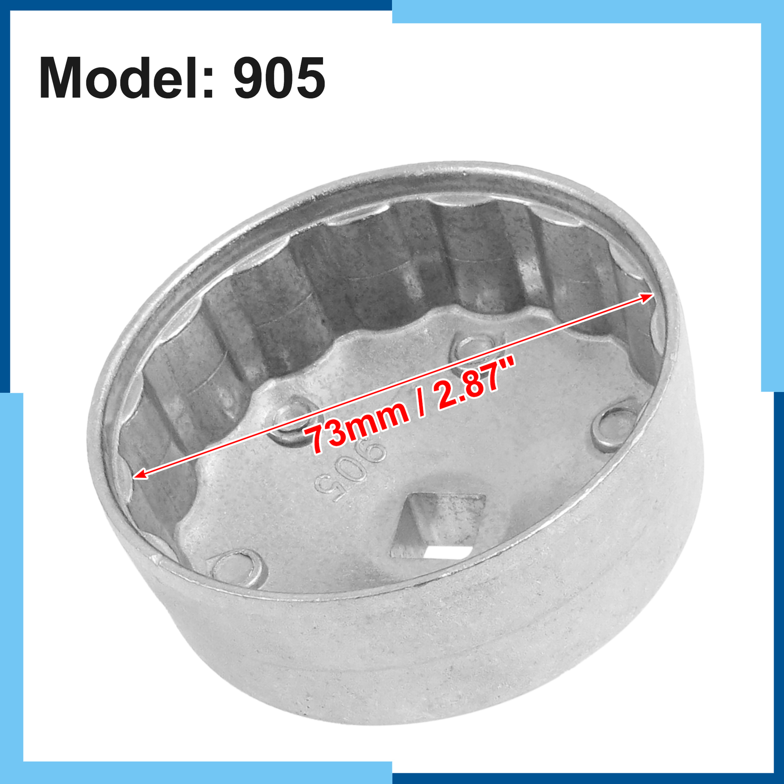 Universal Pack (1) 1/2″ Square Drive 15 Flutes Cap Style Oil Filter Wrench 73mm