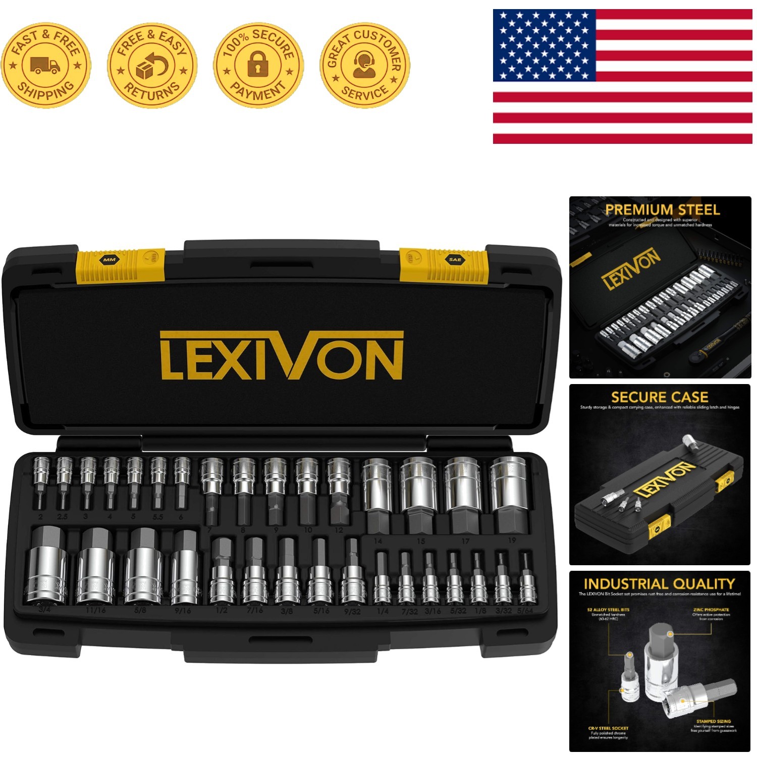 Durable 32-Piece HEX Socket Set | Chrome Plated & Rust Resistant S2 Steel