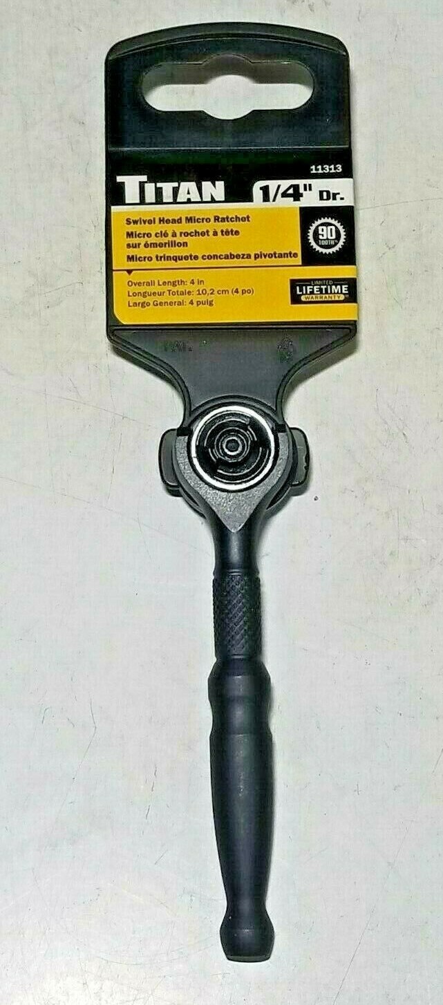 Titan Micro 1/4″ dr 90 Tooth Reversible Ratchet with Rotating Head #11313