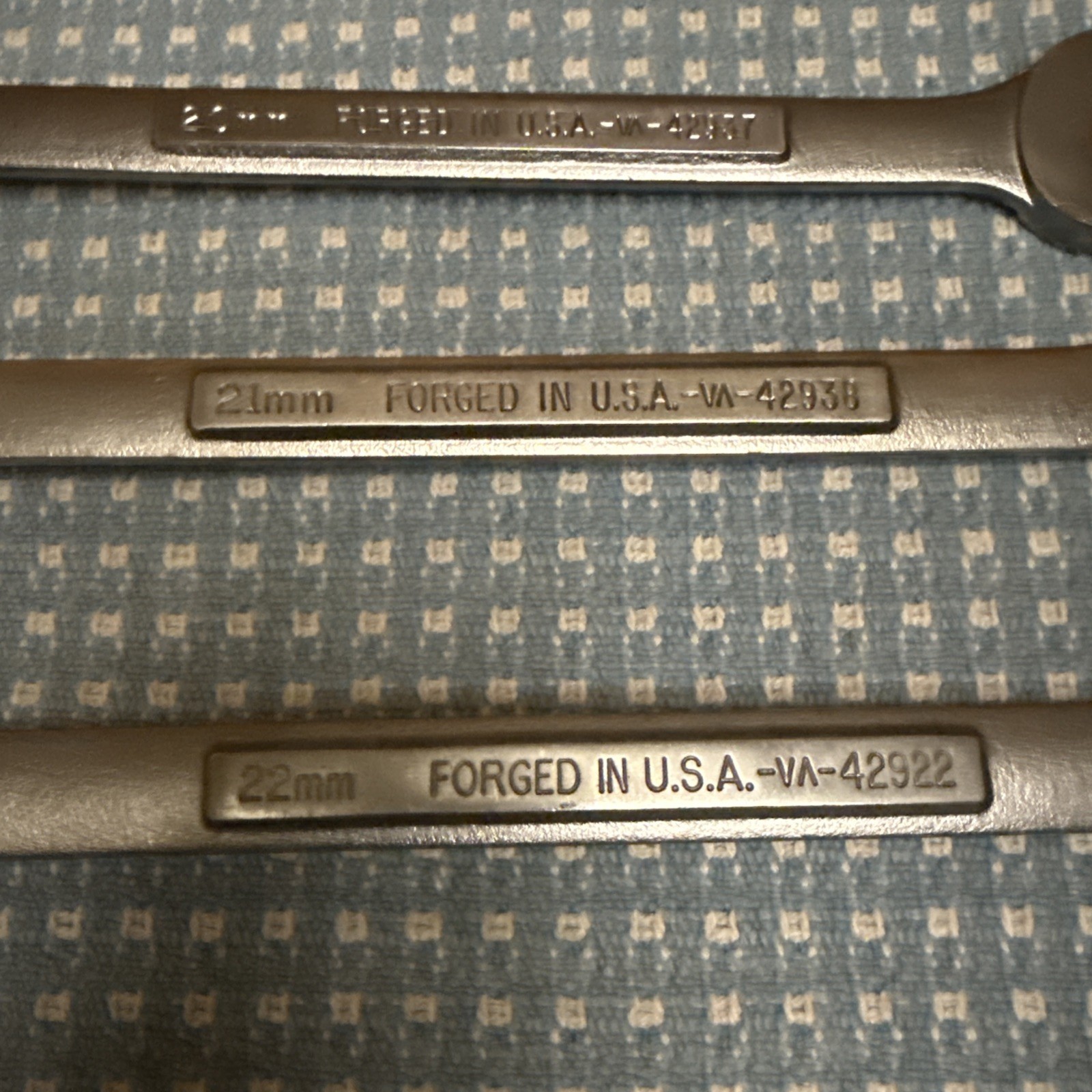 Craftsman Tools USA VA 20mm-22mm Large Metric Combination Wrench Set Allied Drop
