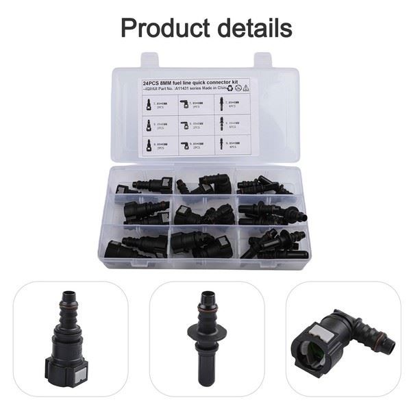 Fuel Line Quick Connector Repair Kit 24PCS with Multiple Sizes for Diesel Hose