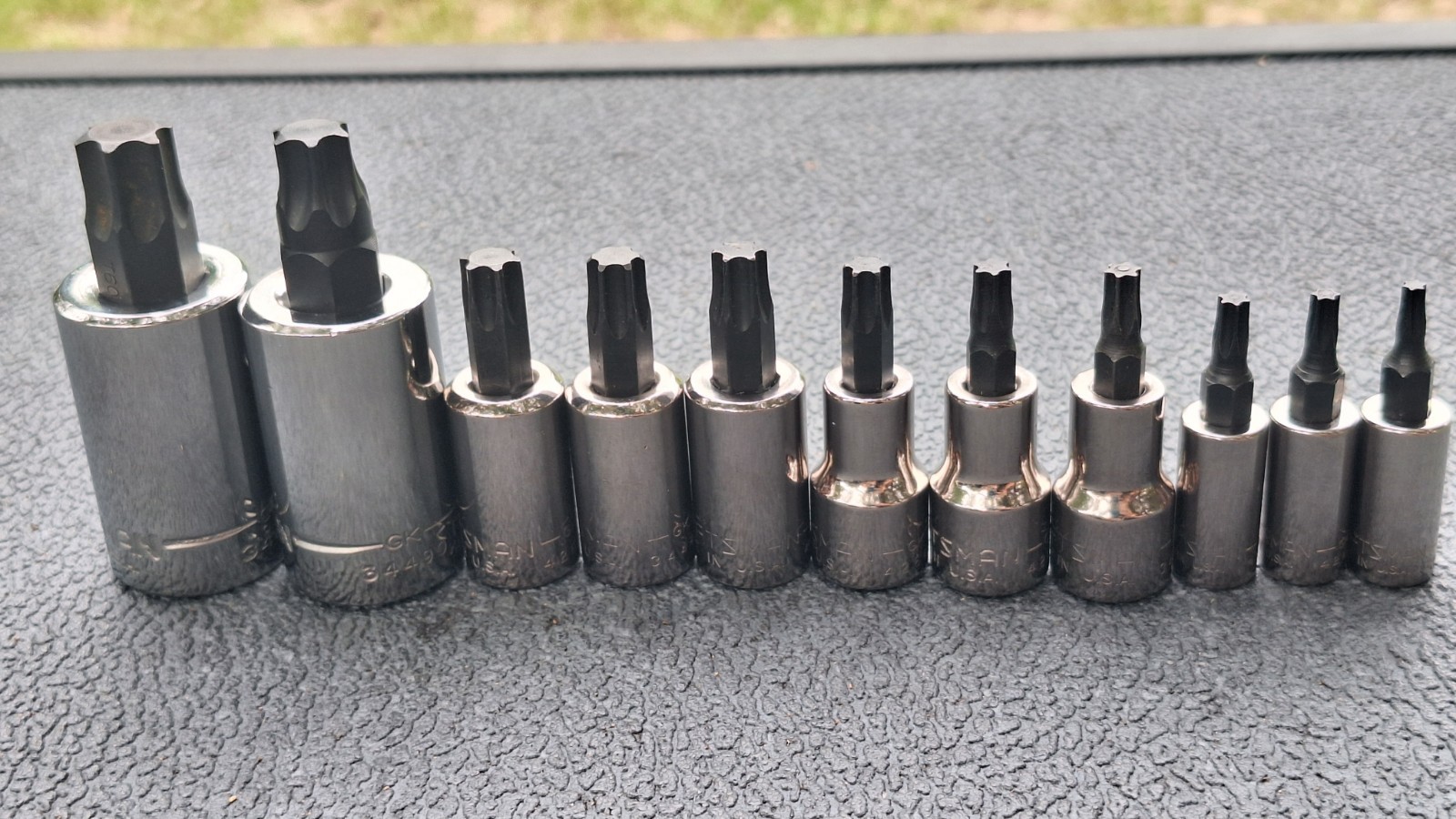 NOS Craftsman GK USA 11-pc 1/4 3/8 1/2 TORX Bit Socket Set w/RARE T-27 & T-47