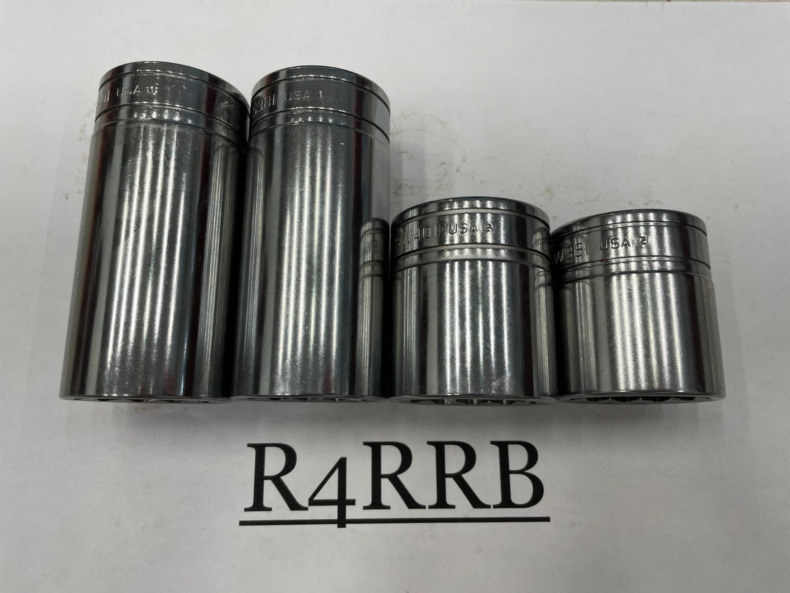 Snap-on Tools USA 4pc NEW 1/2″ Drive SAE 12 Point Shallow Chrome Socket Lot Set