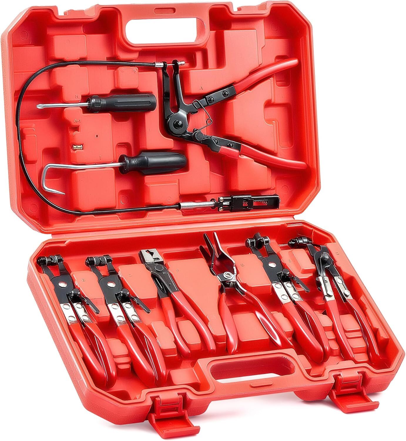 Orion Motor Tech Hose Clamp Pliers, Long Reach Wire Spring Red