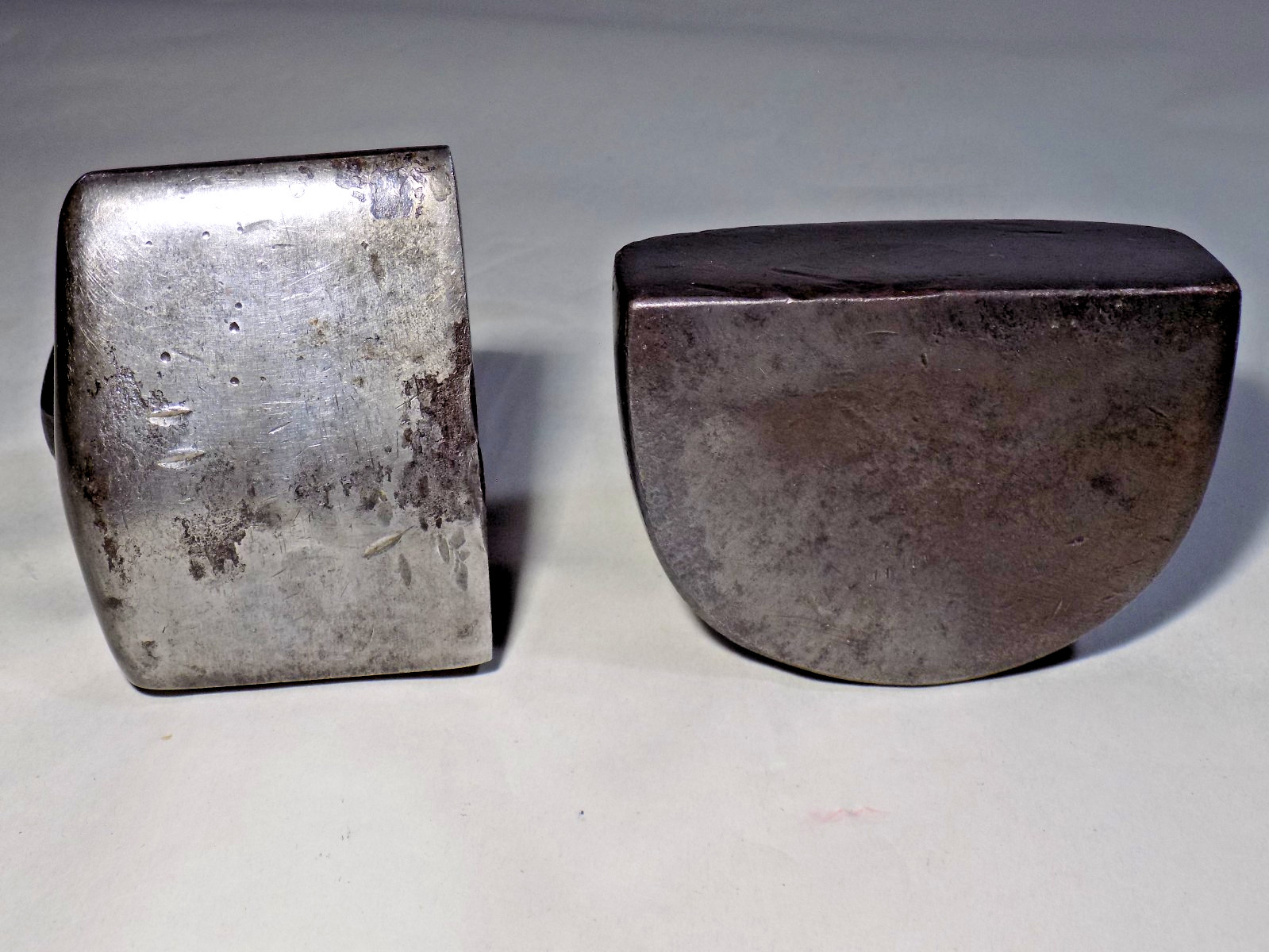 (2) 44 Oz. Blue Point BF712 & Unmarked USA 38 Oz. Heel Dollies-No Etchings