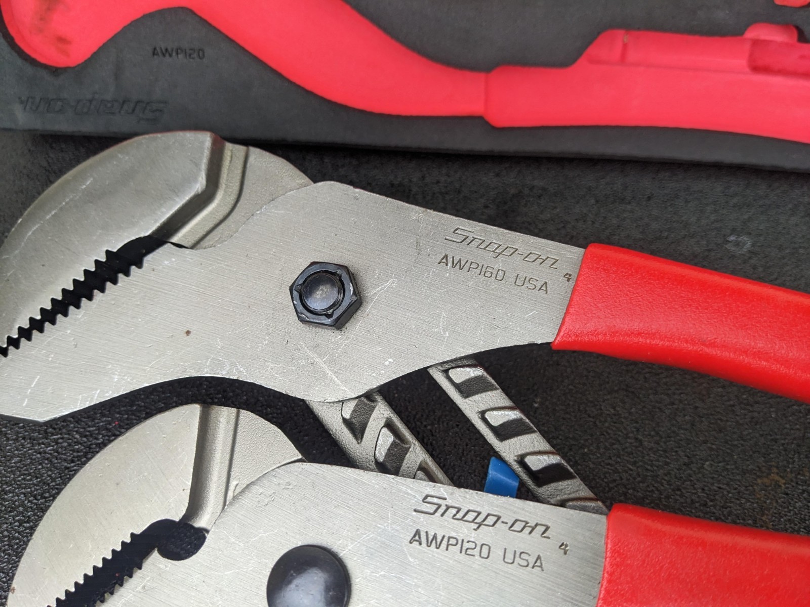 #bp054 Snap-on Tools USA NEW RED Adjustable Joint Pliers Foam Set PLAJ600FR