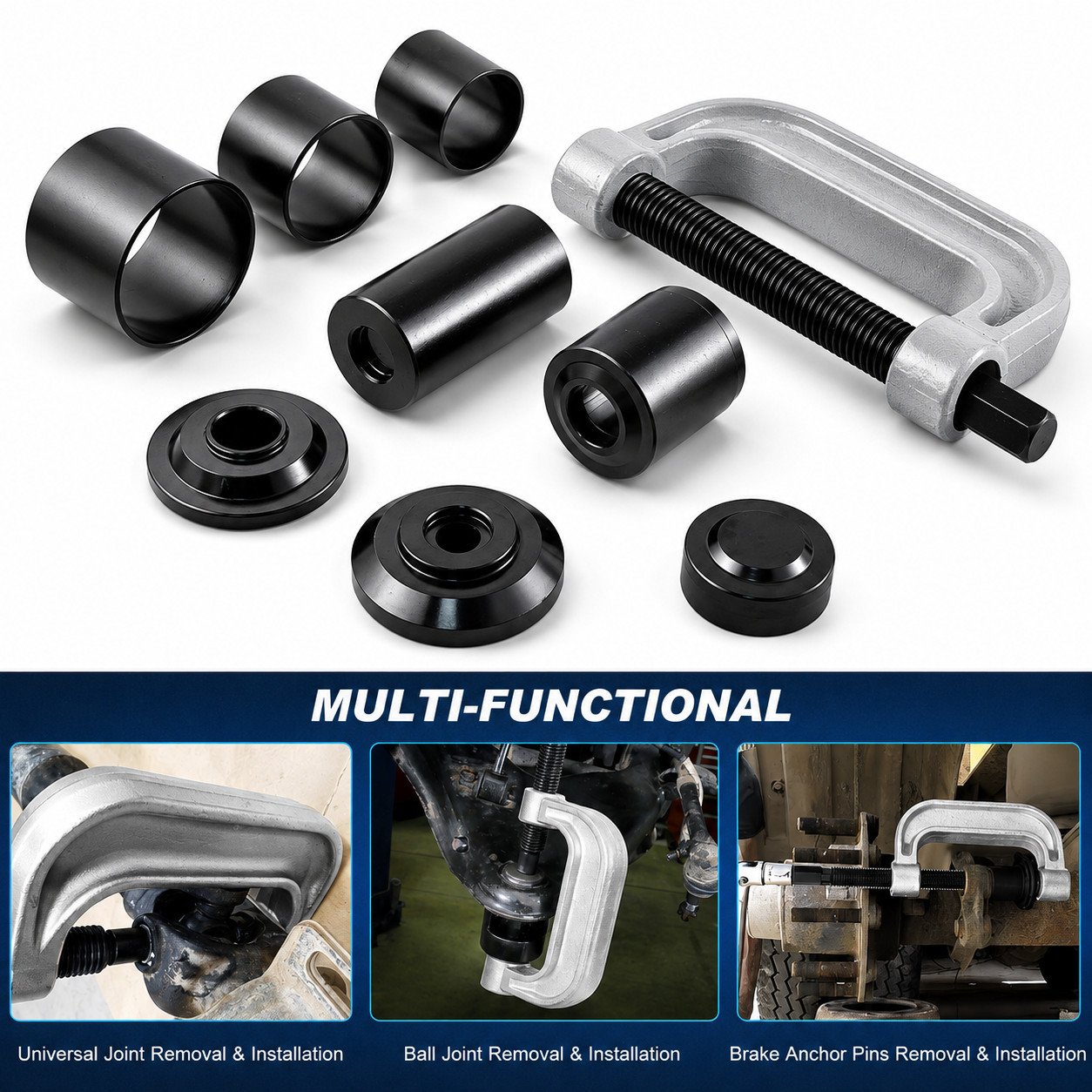 10PC Heavy Duty 4 in 1 Ball Joint Press & U Joint Removal Tool Kit w 4×4 Adapter