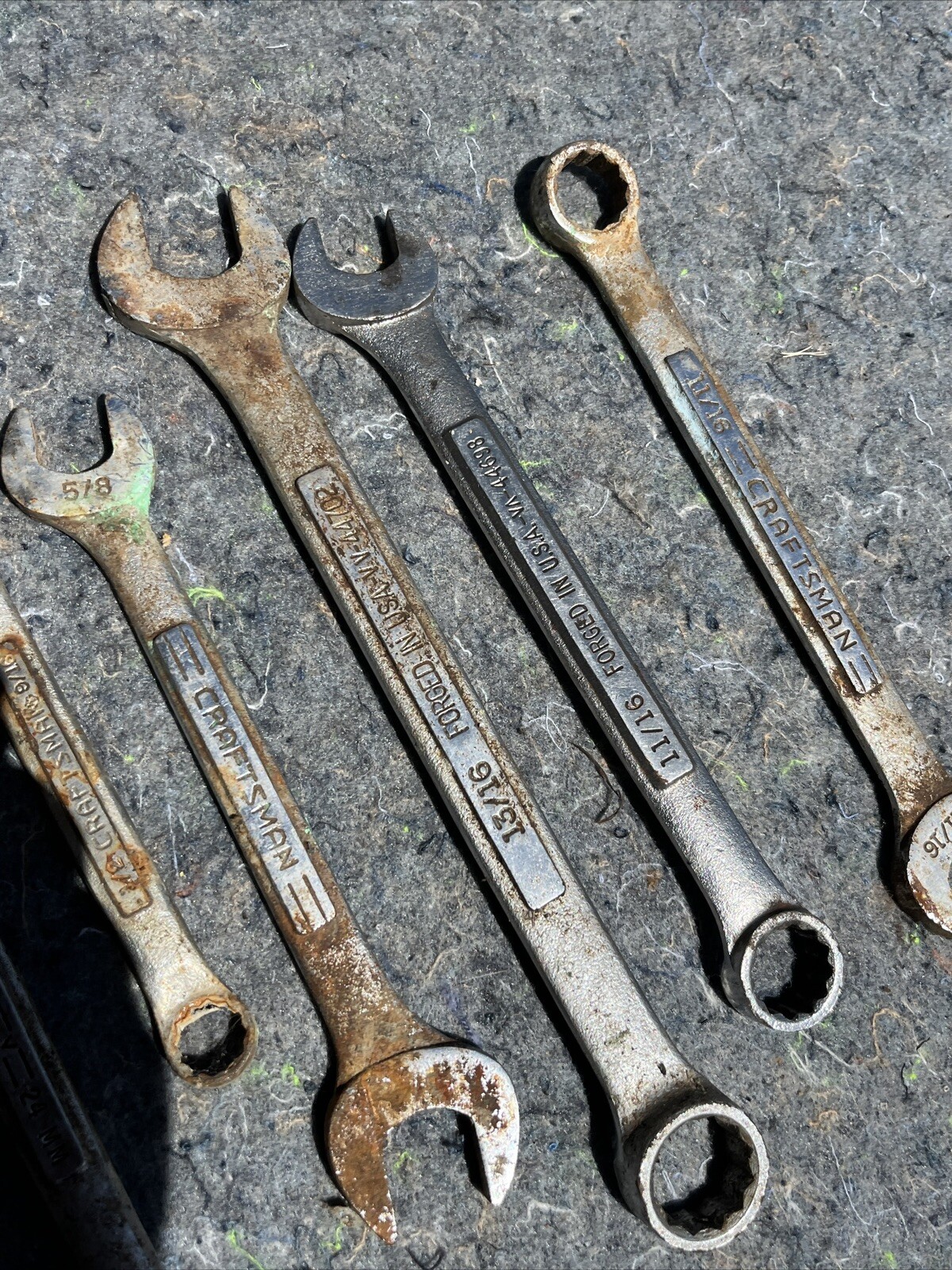 Lot 8 Craftsman Combination Wrenches V- Vv- USA, Multiple Sizes