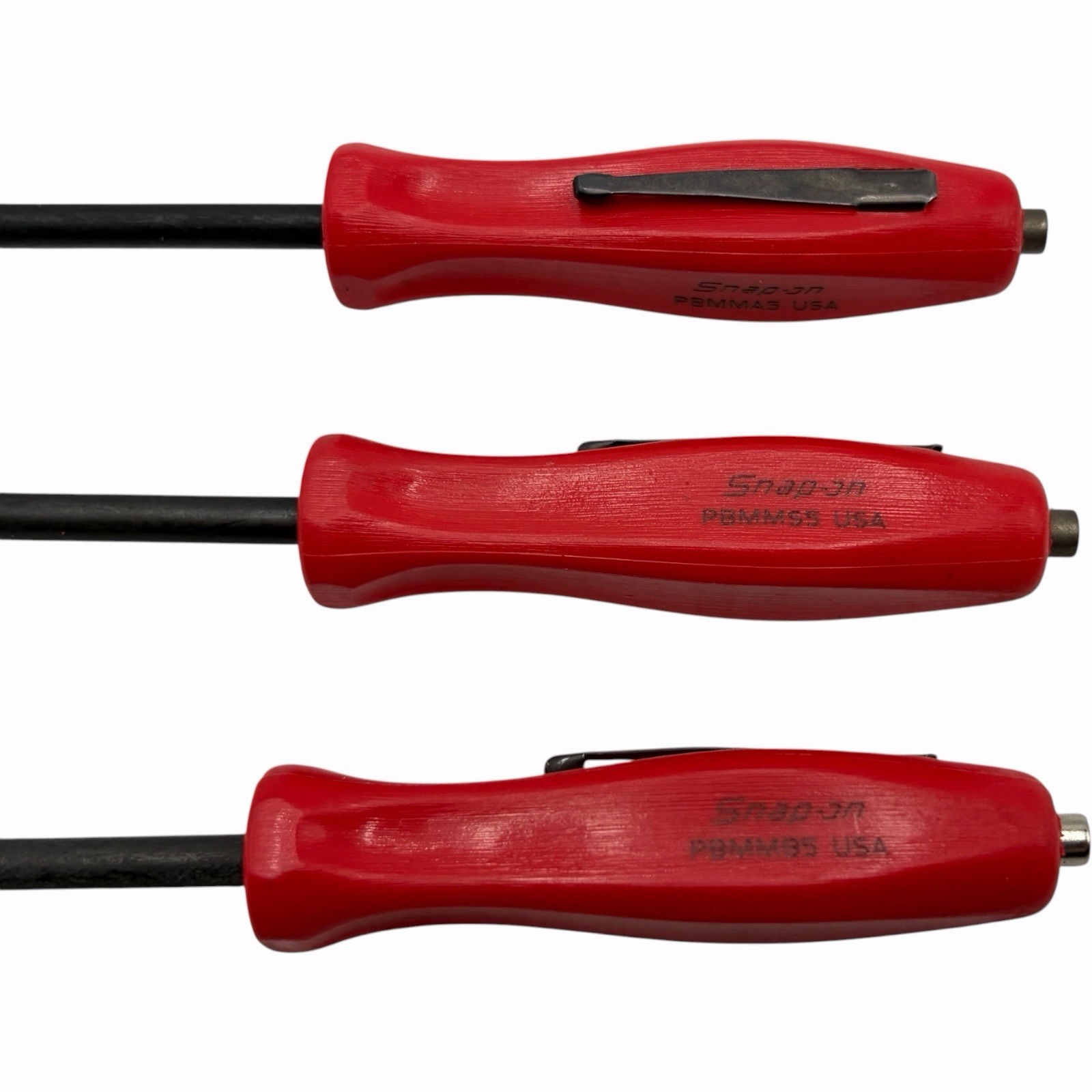 Snap On Tools Mini Magnetic Pocket Pry Bar Set 3 piece Red 5 inch Bent 90