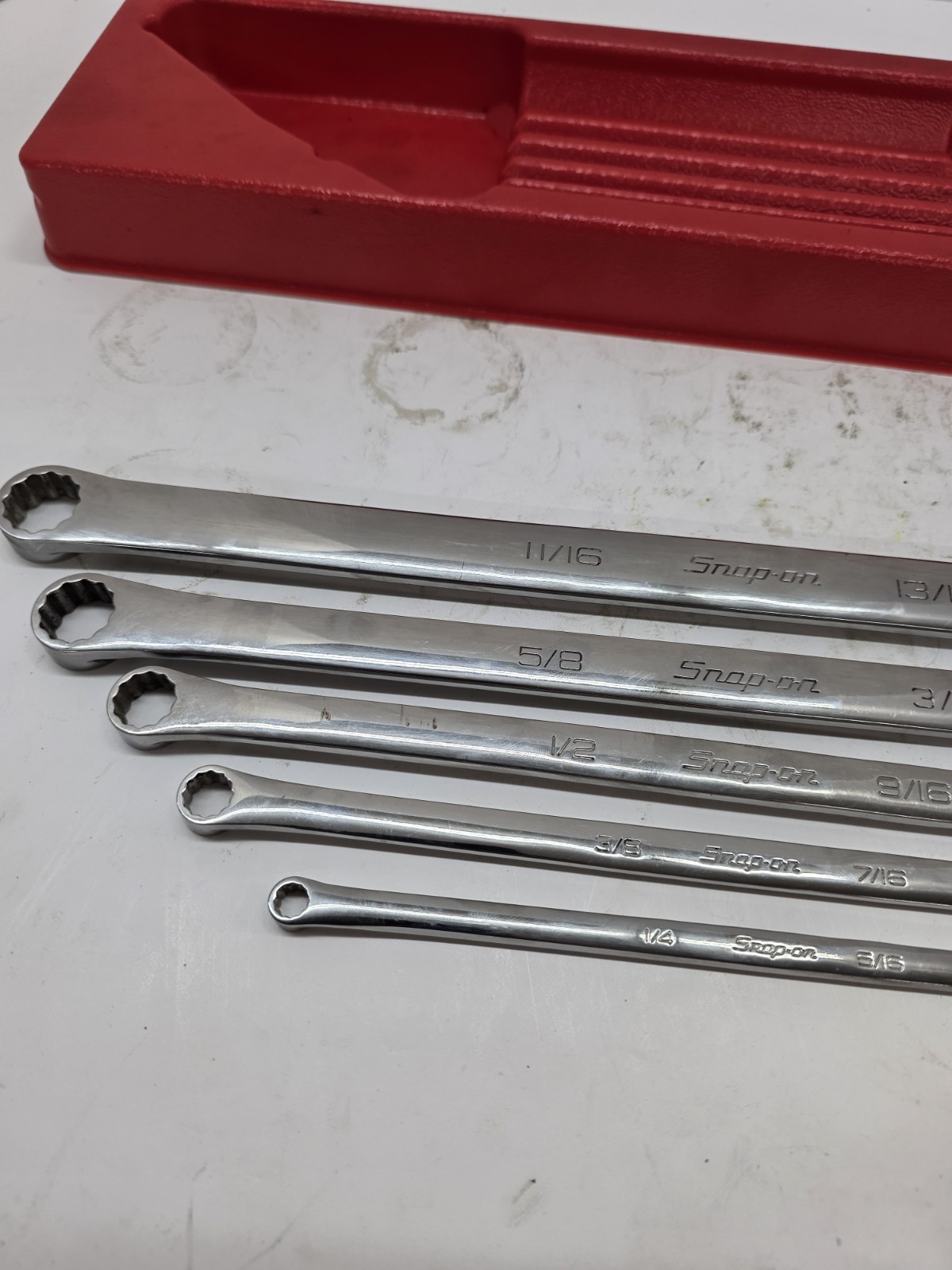 Snap-on Tools 5pc SAE 1/4- 13/16 0° Box End Wrench Set XDHF605 Used Usa