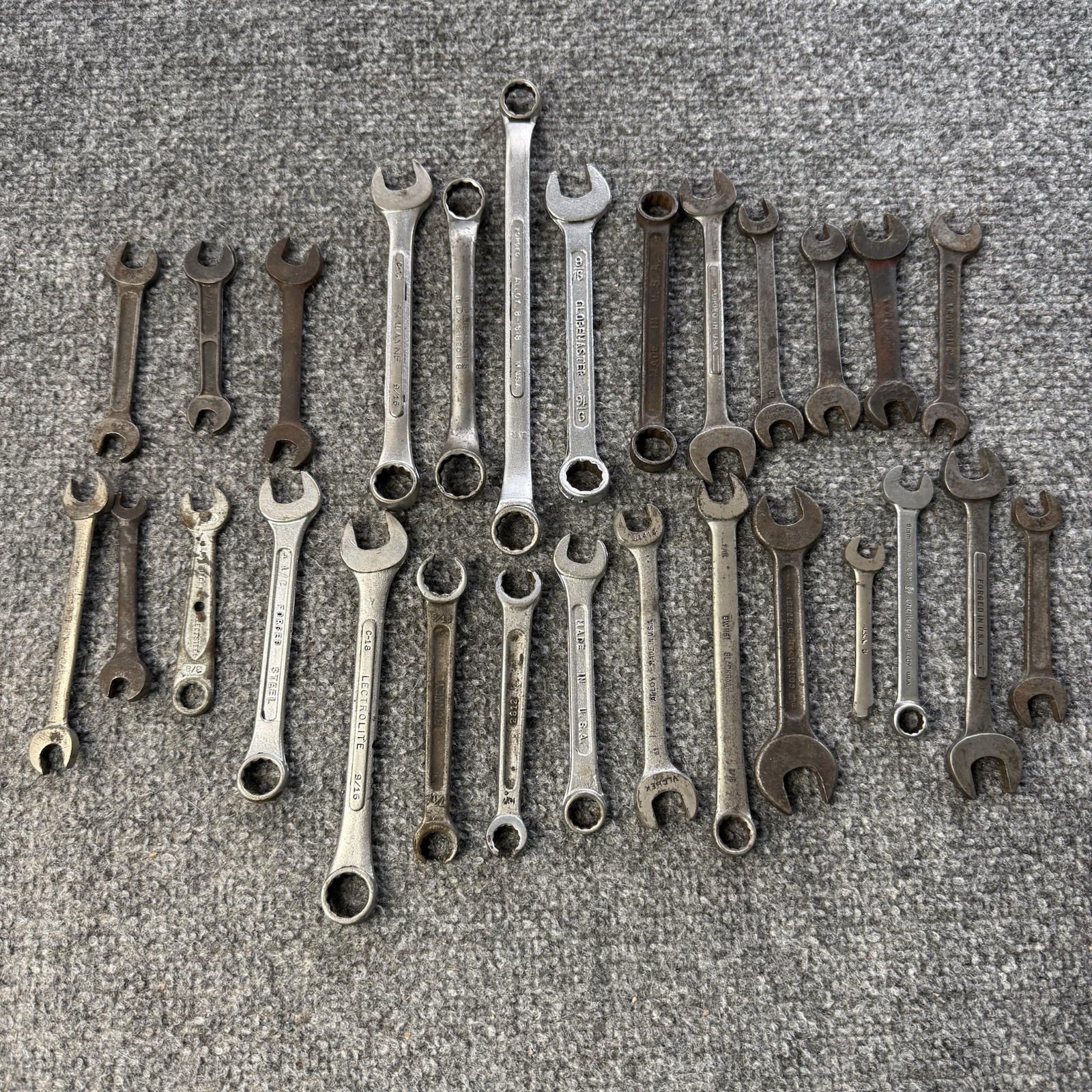 VTG Wrenches (Lot Of 28) American Made Craftsman, S-K Wayne, Lectrolite & More..