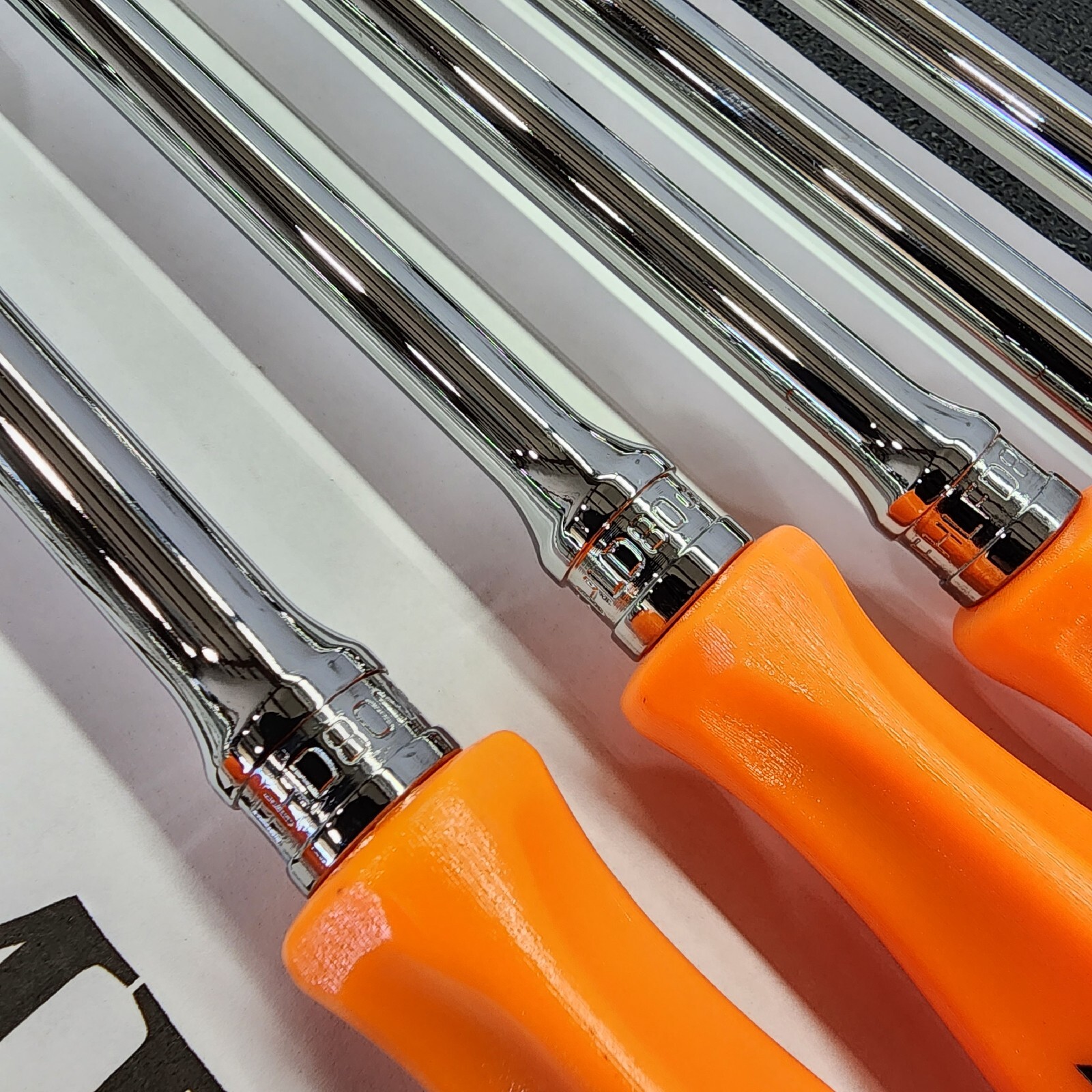 Snap-on Tools USA NEW 7pc ORANGE Hard Handle 3/8″ Drive Fixed Flex Ratchet Set