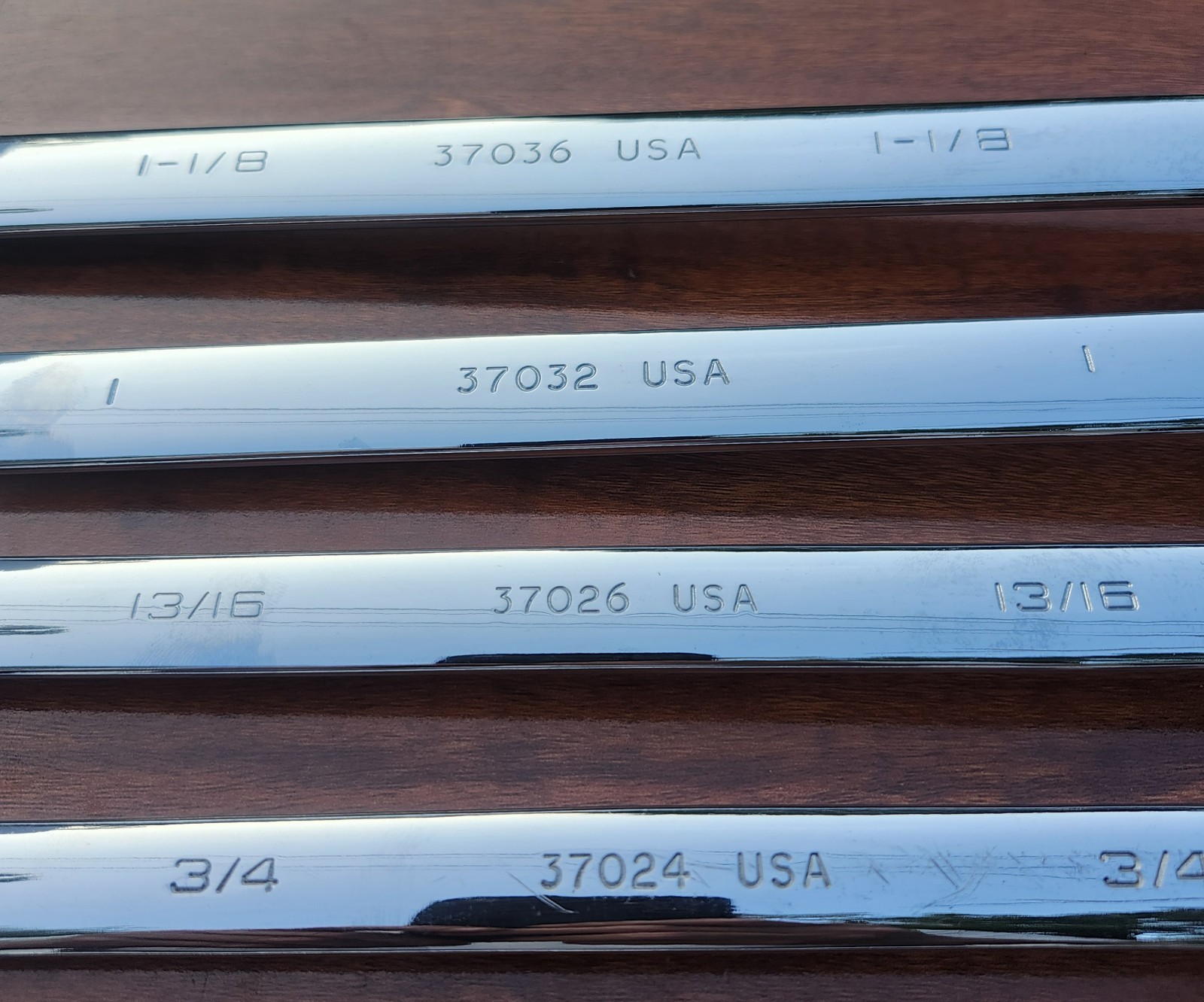 Vintage =Husky= USA 1-1/8″ to 1/4″ Full Polished Comb Wrench Set 11 Pc USA 🇺🇸