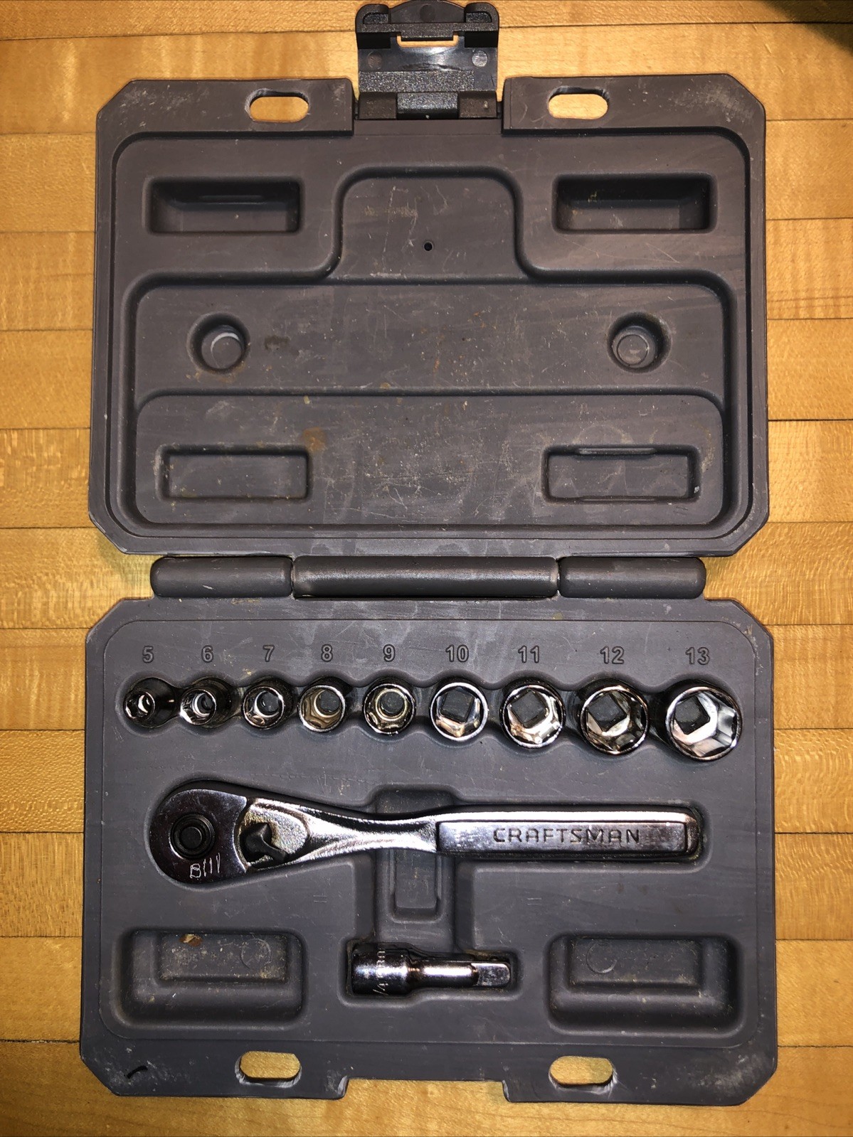 Sears Craftsman USA 11Pc 1/4” Metric 5mm-13mm 6Pt. Socket Ratchet Set 34861
