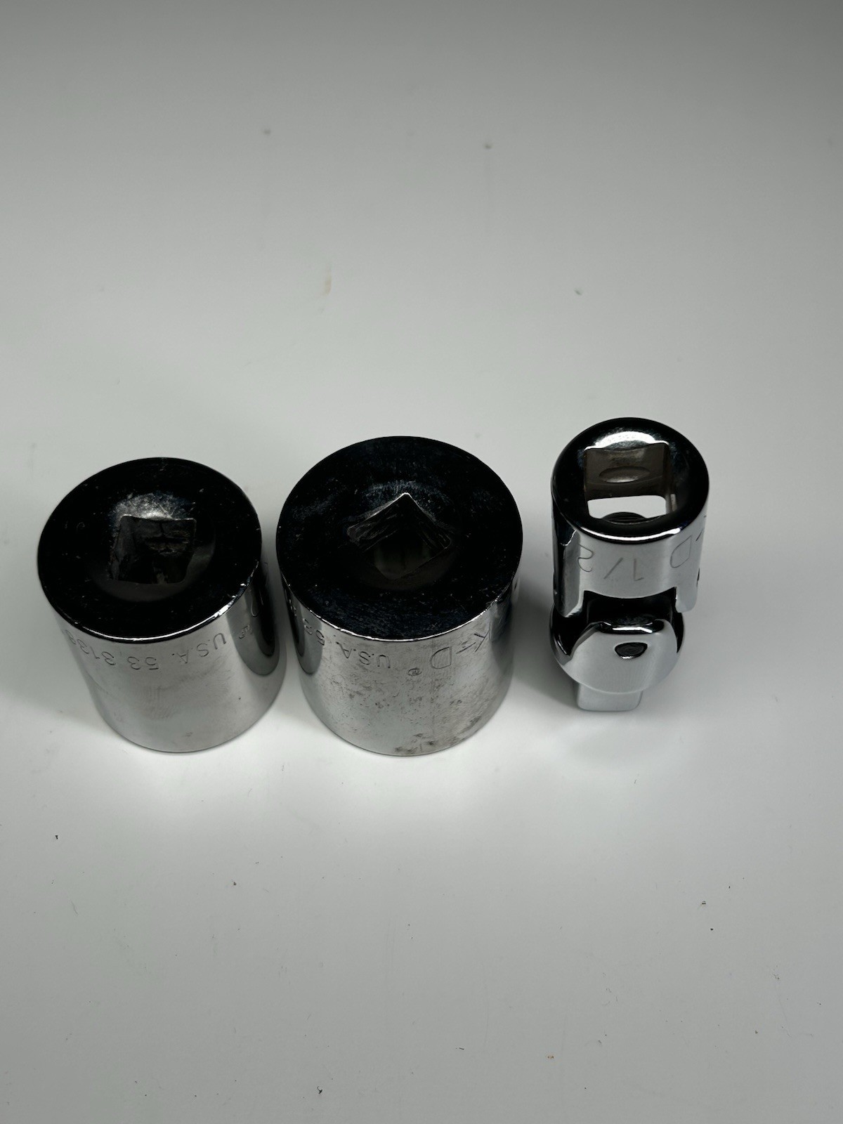 K-D USA 3 Pc Lot 1/2” Drive Deep Sockets 1-1/8”&1-1/4” + Universal SwivelAdapter