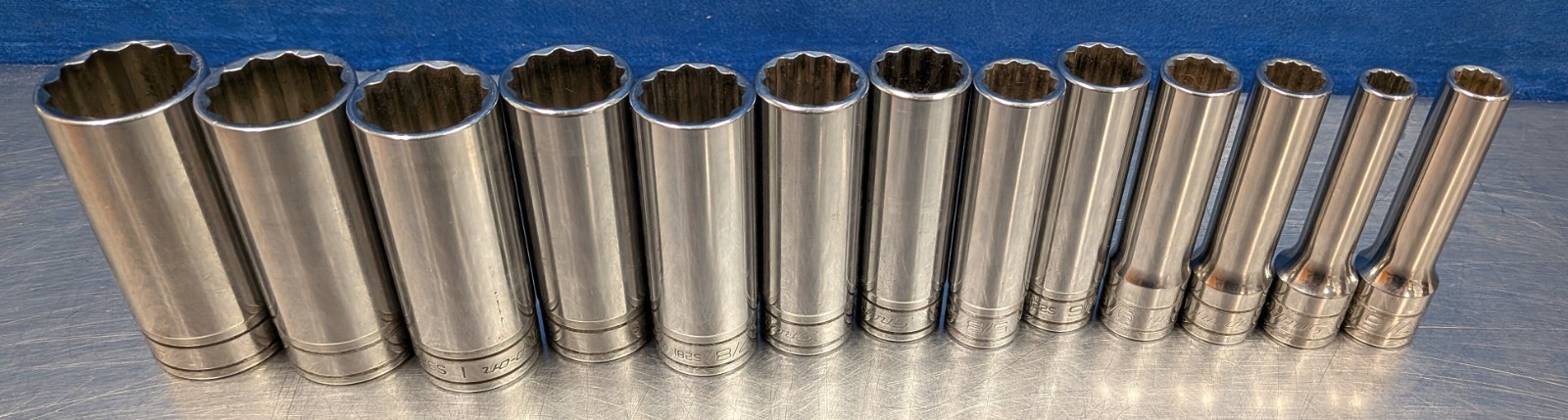 Snap-On Tools 13 pc 1/2″ Drive 12-Point SAE Flank Drive Deep Socket Set (313TSYA
