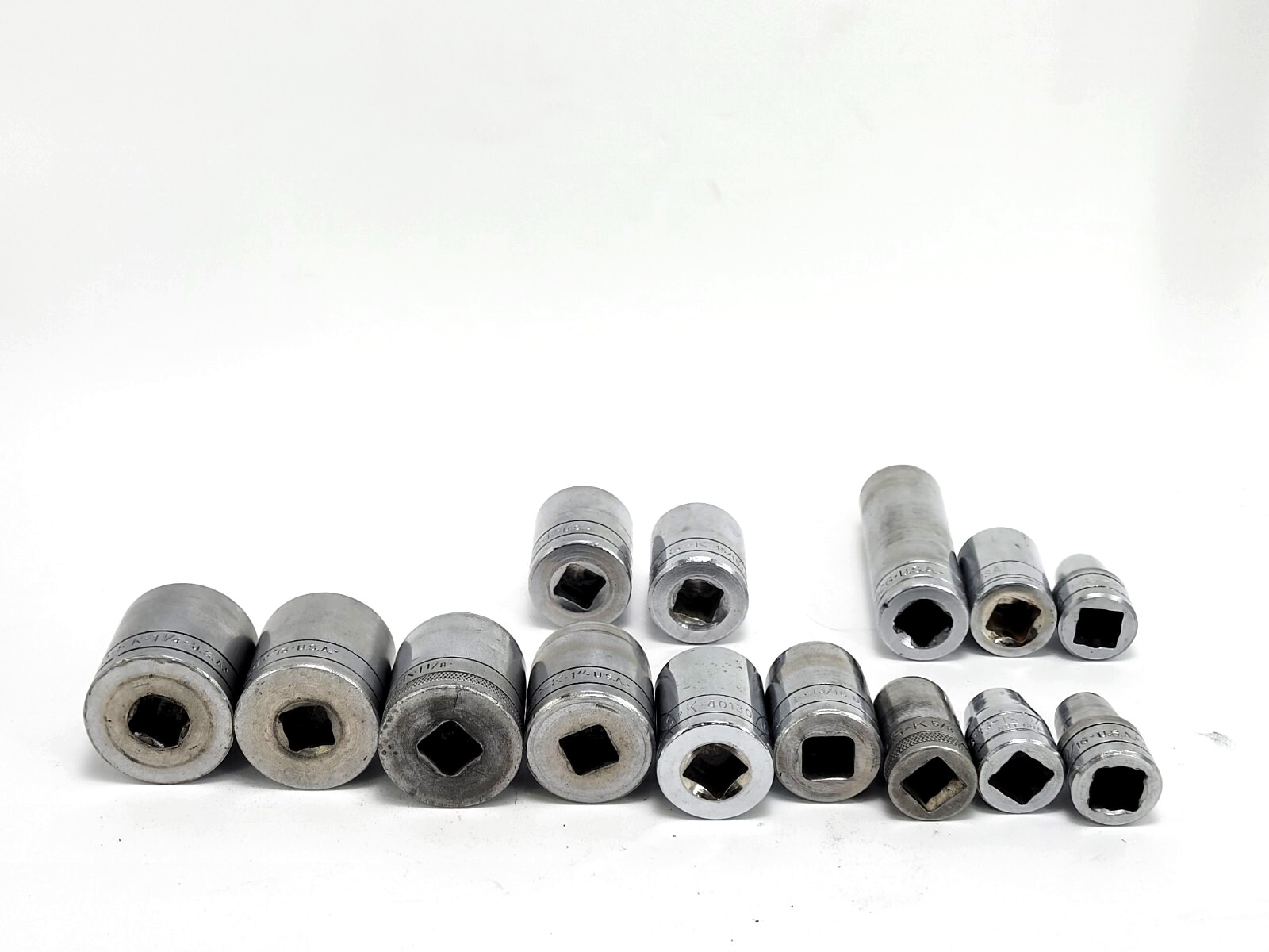 Vintage S-K Tools 1/2″ Drive 12pt SAE Deep Socket Set 14pc USA 7/16-1-1/4″ 40140