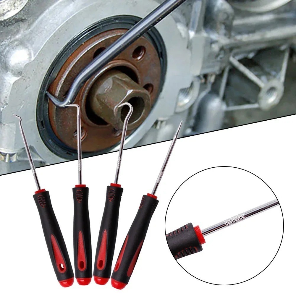 4pc Auto Pick & Hook Set – O-Ring Oil Seal Remover & Gasket Puller Repair Tools