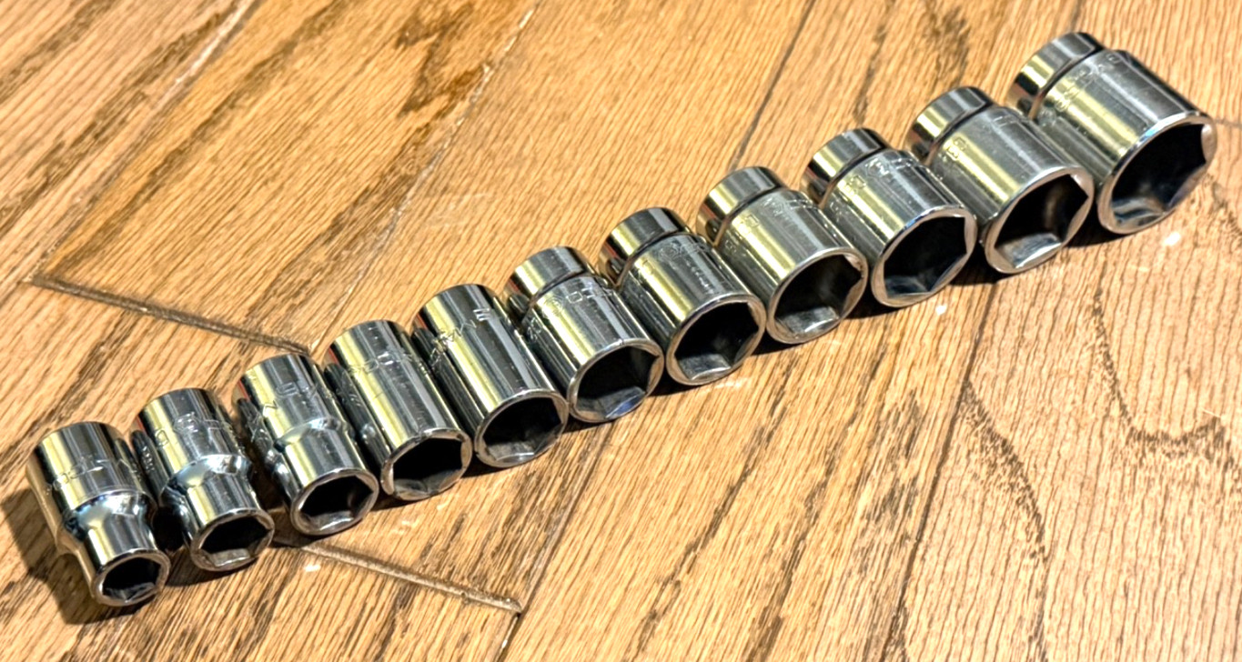 MATCO Tools 7/16” – 1-1/8” SAE Shallow 1/2″ Drive Socket Set Lot 6-Point Chrome