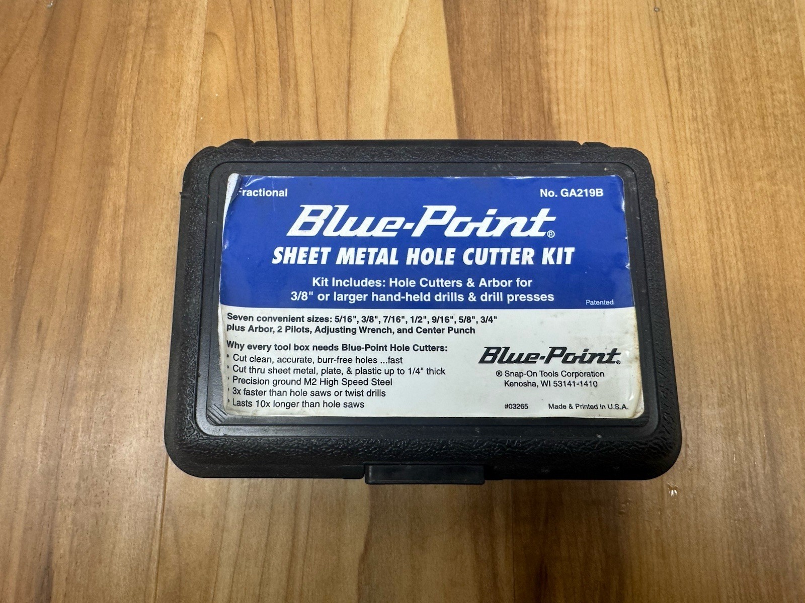 Blue-Point by Snap-on Sheet Metal Hole Cutter Kit # GA219B – Hole Cutter & Arbor