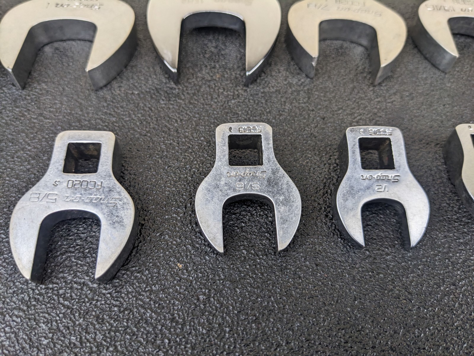 #bn719 Snap On Tools 3/8 Drive SAE 12 Pc Crows Foot Feet Wrench Set