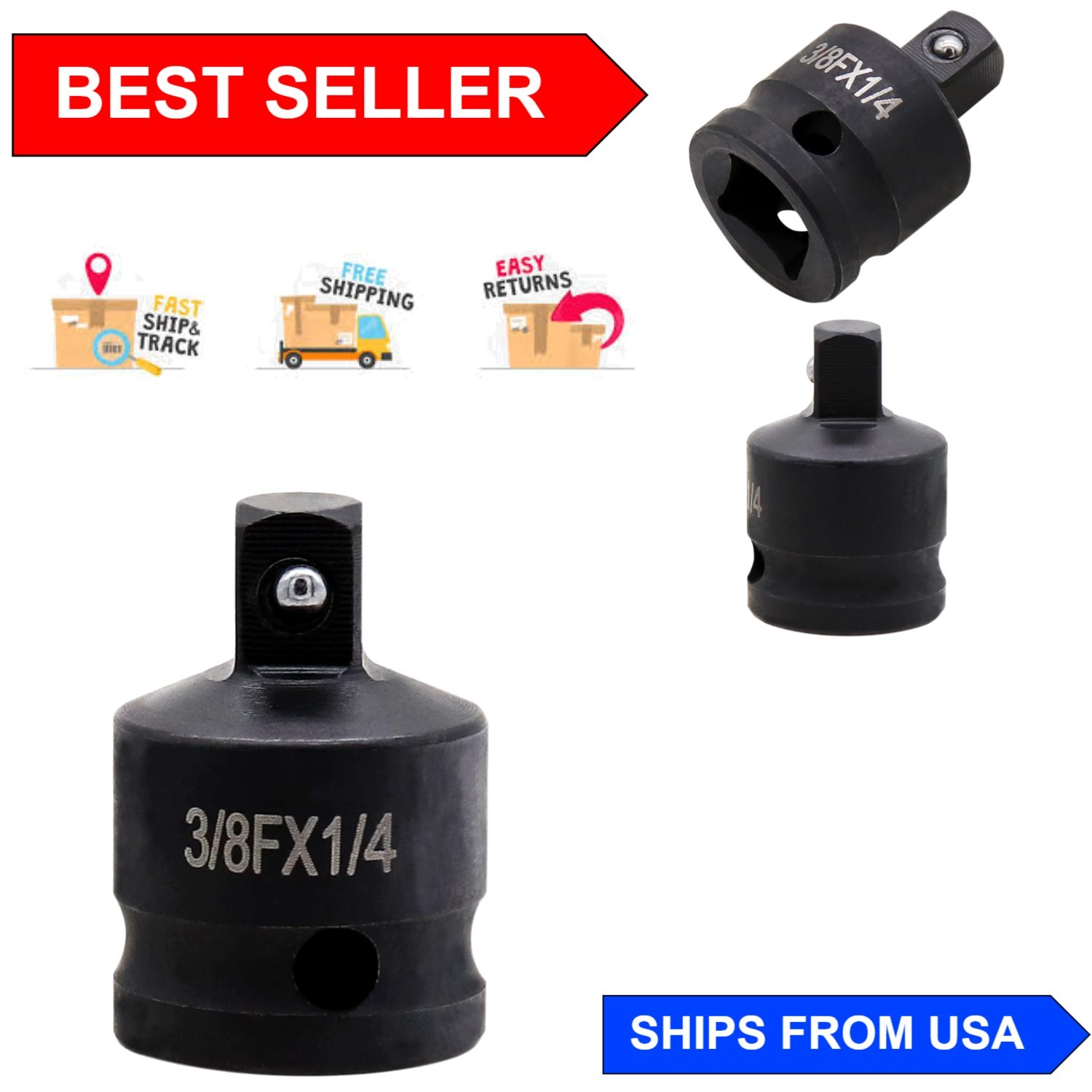 Durable 3/8 Inch Drive to 1/4 Inch Impact Socket Adapter – Forged Steel Power