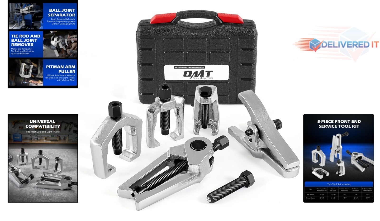 5-in-1 Pitman Arm Puller Tie Rod End Tool Set for Front End Service Durable