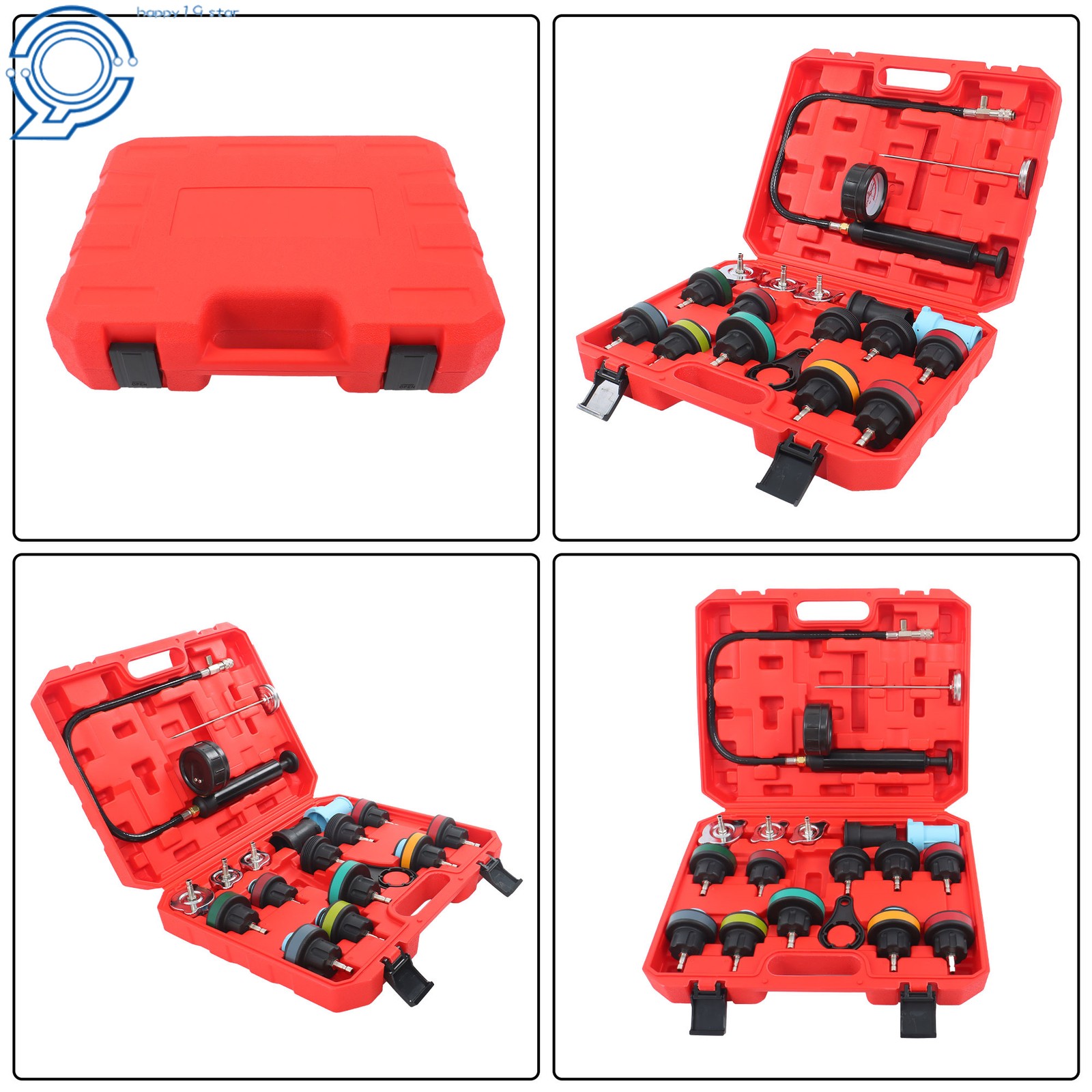 18pcs Universal Car Water Tank Leak Tester Cooling System Detector Tool Kit