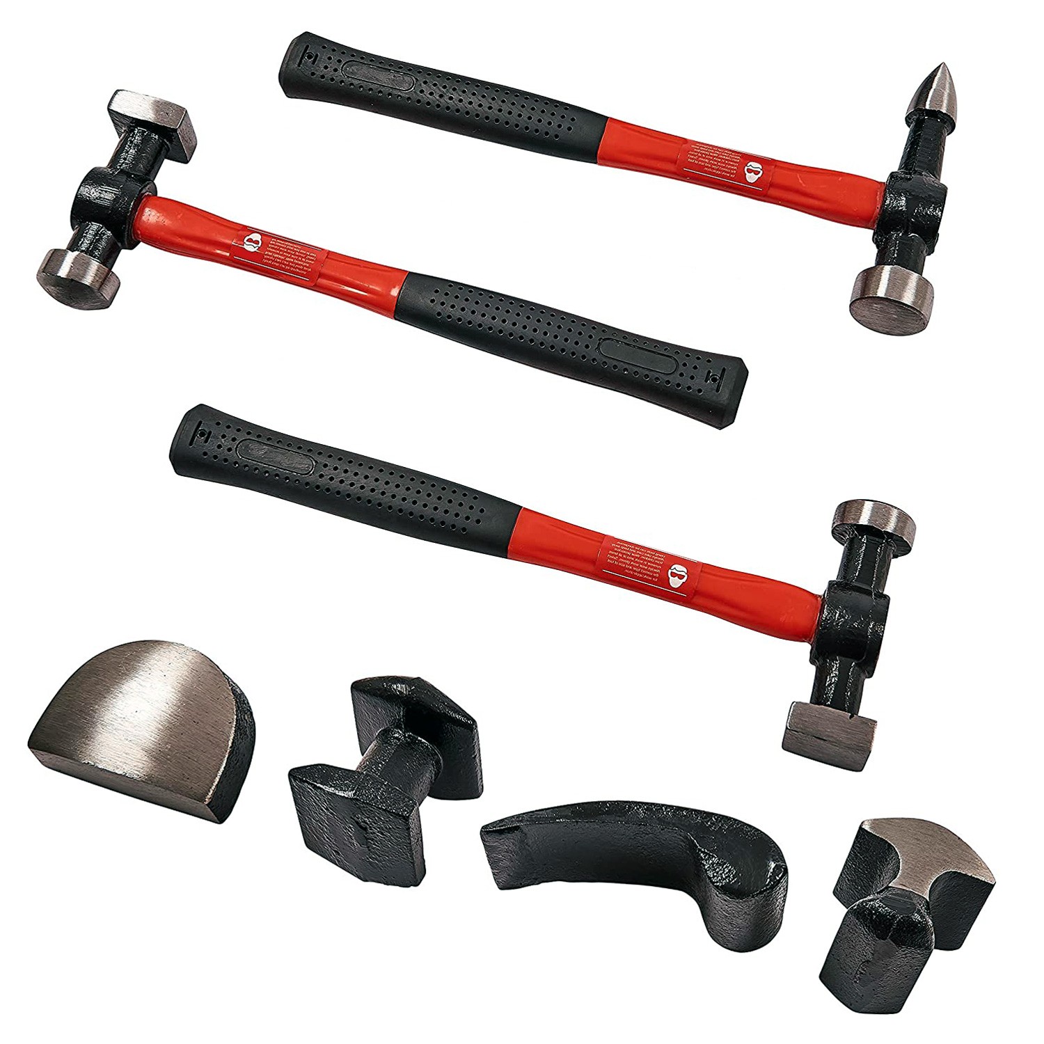 Voche 7pc Car Dent Removal Body Repair Panel Beating Fibreglass Hammers Tool Kit
