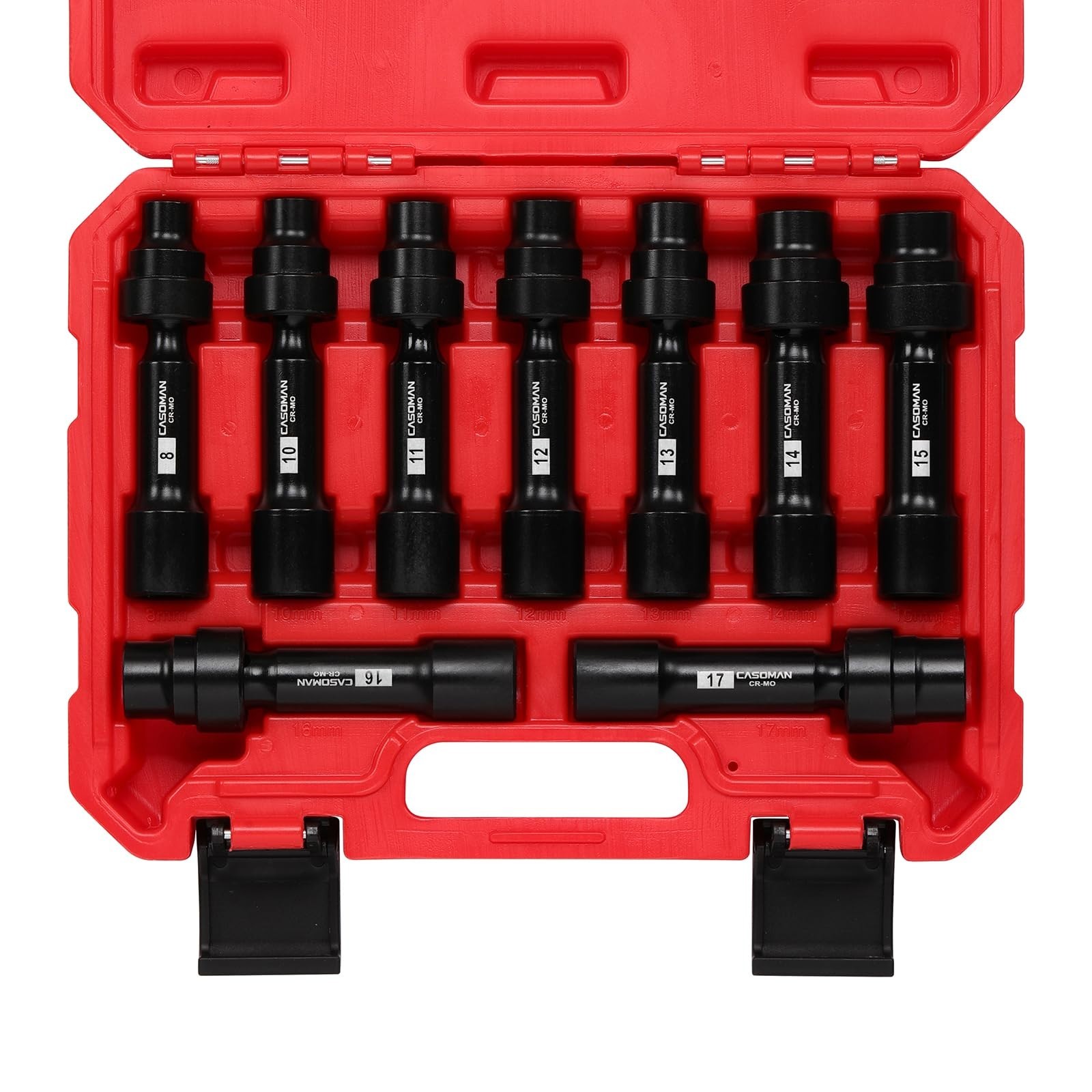 9-Piece 1/2″ Drive Deep Impact Swivel Socket Set, Metric 8mm-17mm, Cr-Mo Steel,