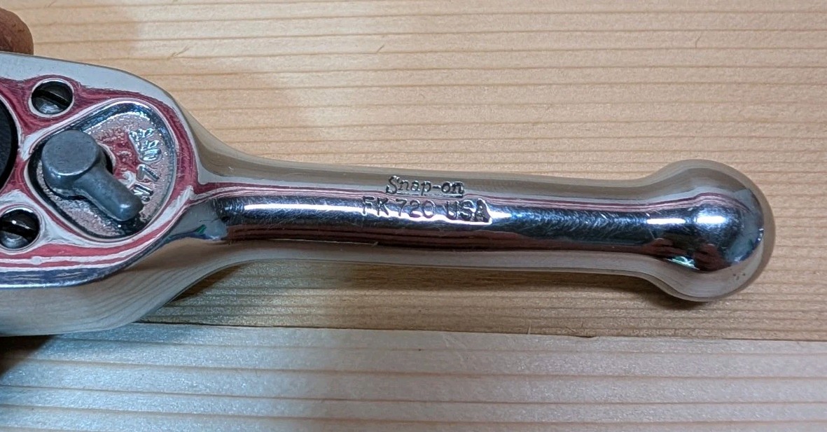 Snap-On FK720 3/8″ Drive Stubby Handle Chrome Ratchet 4″ Long