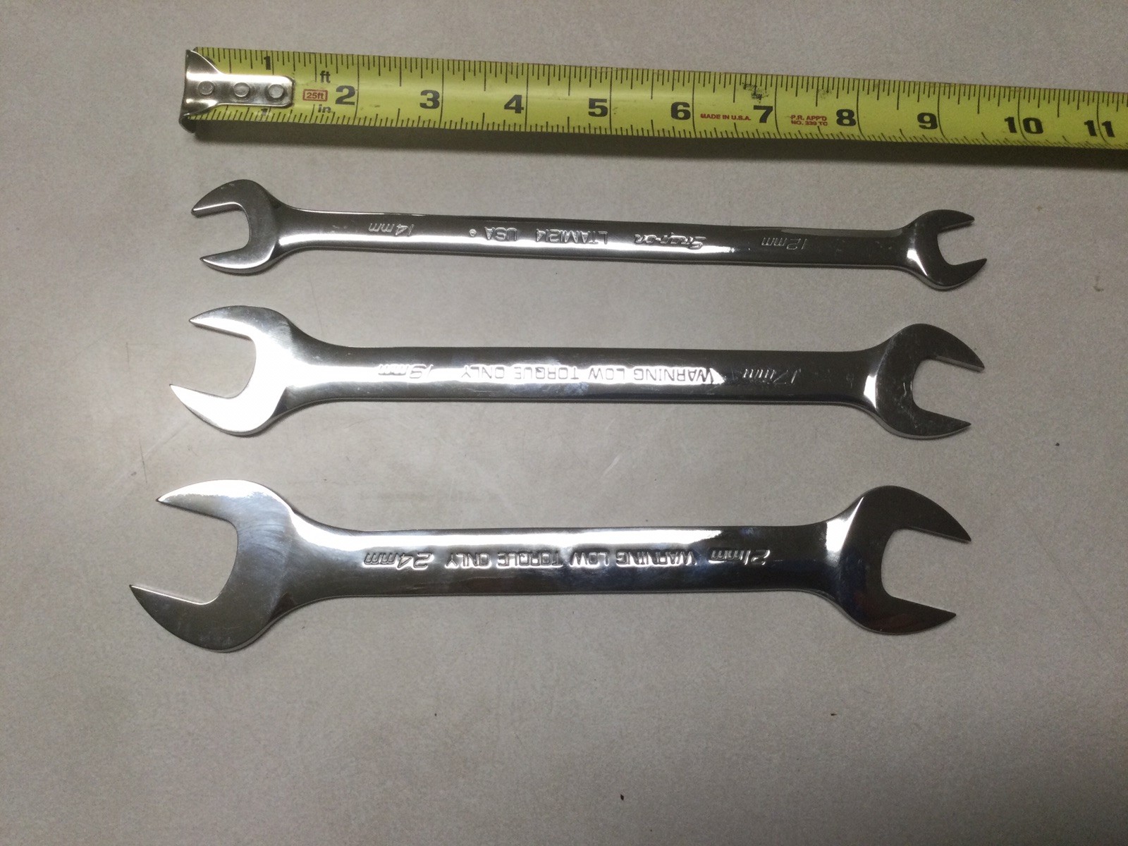 Snap On TOOLS 3 pcs. 1 Money 12-14mm 17-19mm 21-24mm Slimline Open-End Wrench’s