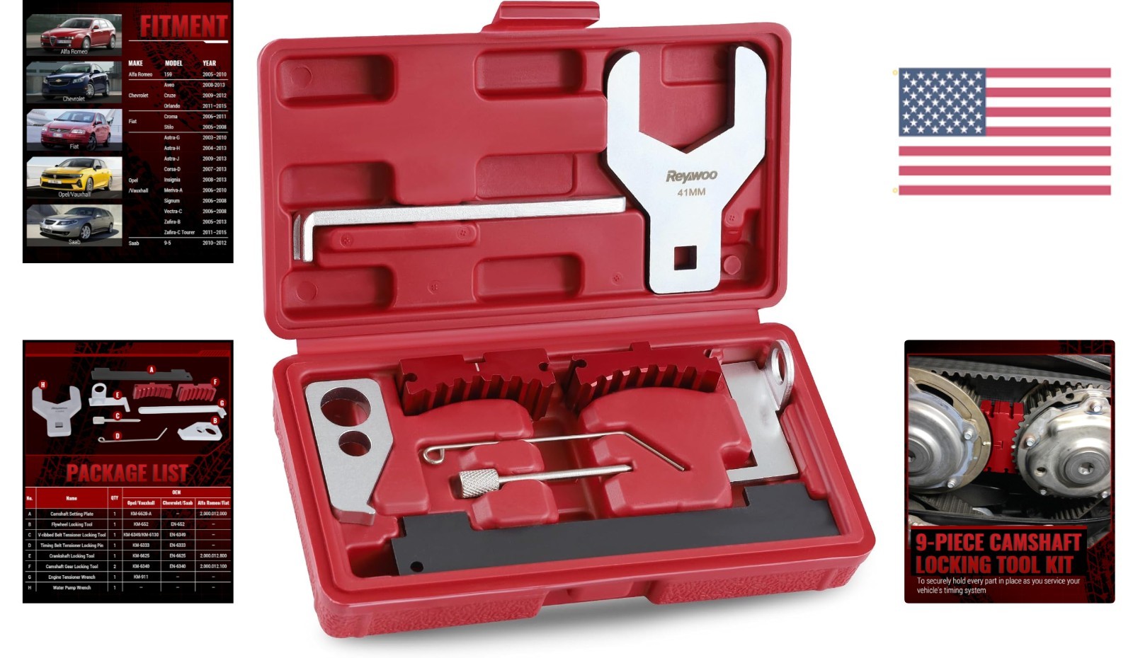 Comprehensive Camshaft Timing Tool Set for Corvette & Fiat Engines – 41mm Wrench