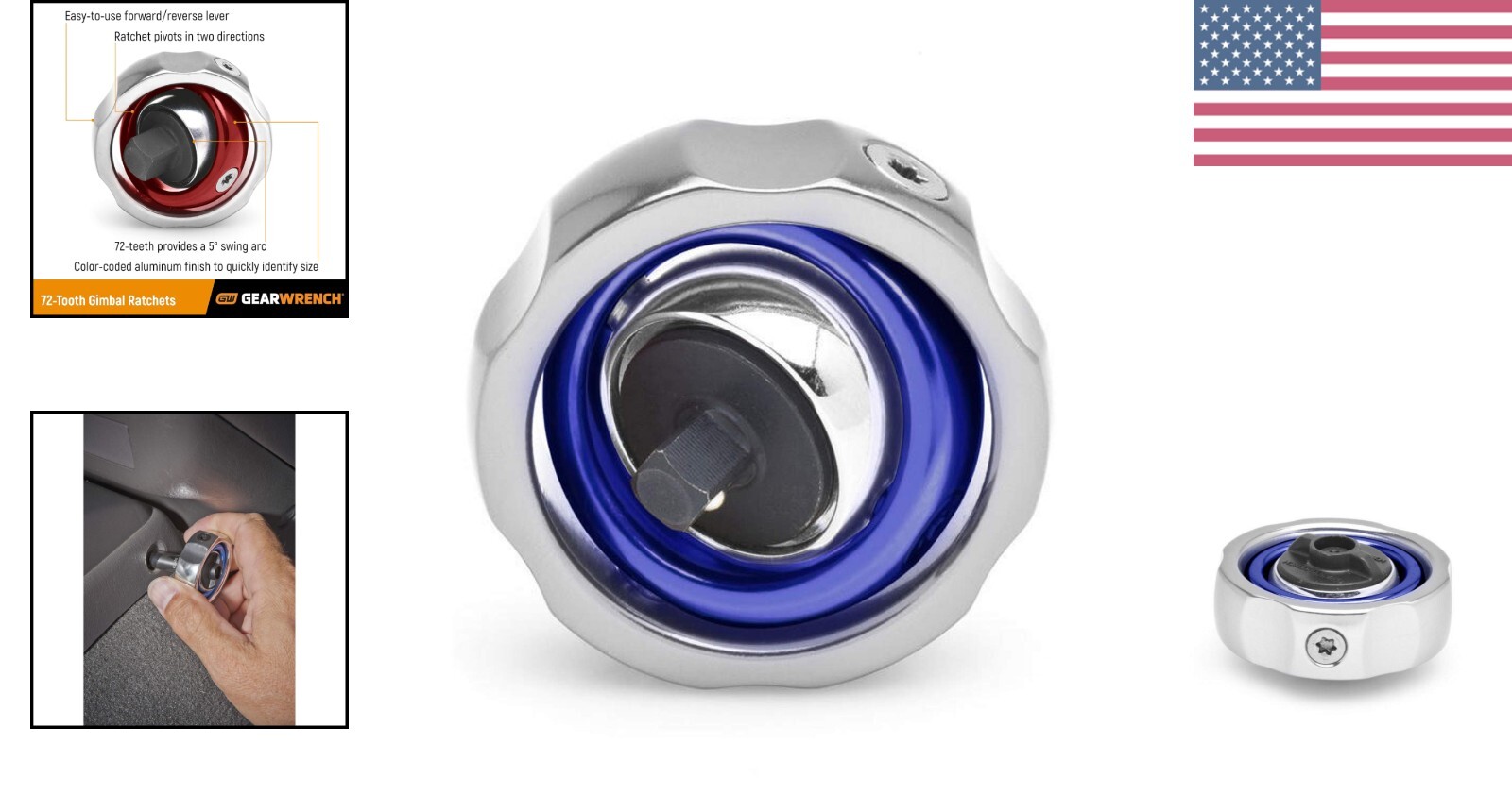 Compact Gimbal Ratchet with 72 Tooth Mechanism – Essential for Technicians
