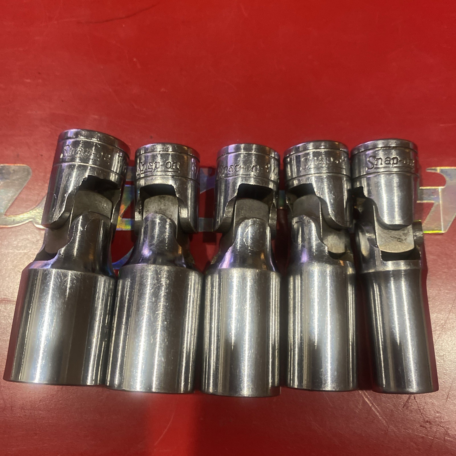 Snap On set of 5, 3/8″ Drive 6 pt Flank Drive Deep Universal Socket, FSU series