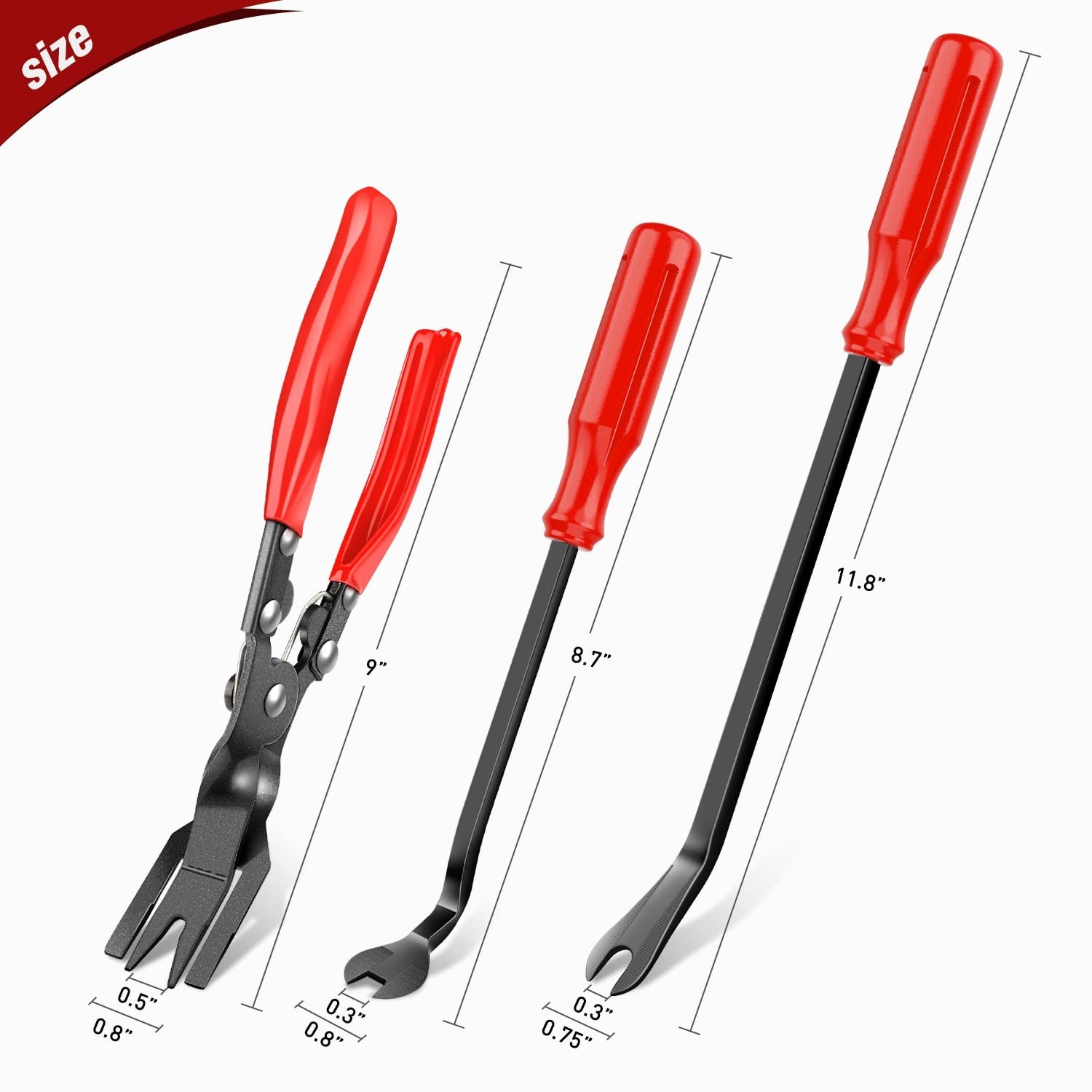 3PCS Auto Trim Removal Tool Kit – Clip Pliers & Fastener Remover Set with Storag