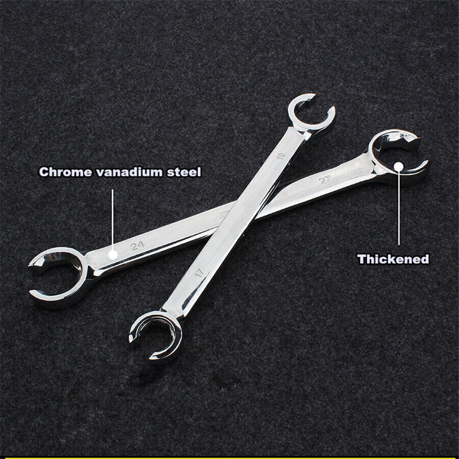 6Pcs 6mm-19mm Metric Flare Nut Spanners Wrench Kit For Gas Brake AC Diesel Lines