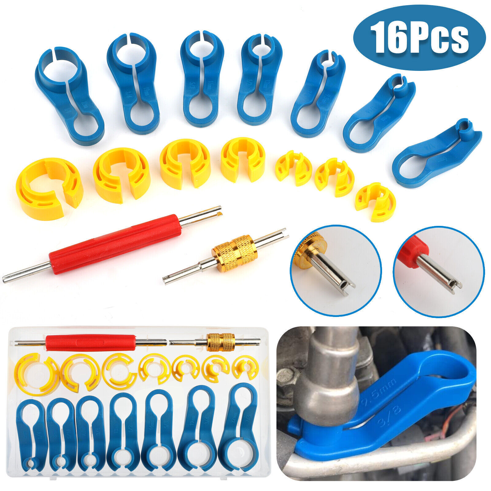 16PC A/C Fuel Line Quick Disconnect Tools Set 7 Size Car Removal Tools Kit w/Box
