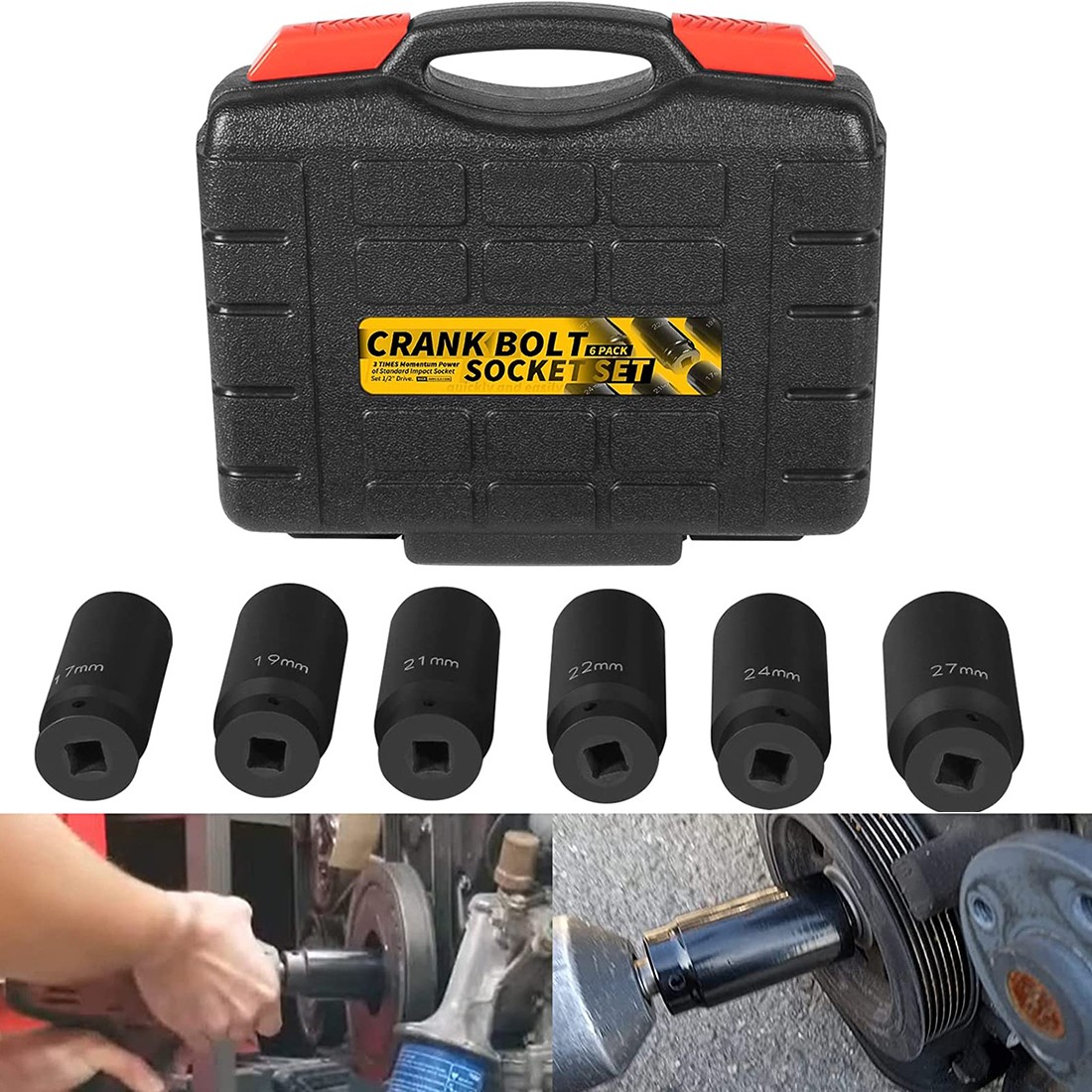 Crank Bolt Socket Set 17/19/21/22/24/27mm Harmonic Balancer Deep Impact Metric