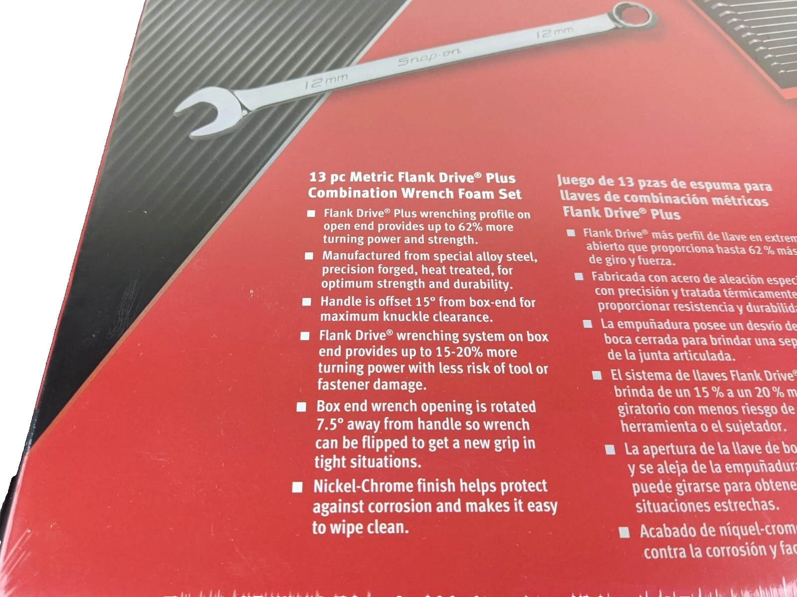 Snap-on 13Pc 7-19mm Metric Combination Wrench Set Red Foam SOEXM01FMBR NEW USA