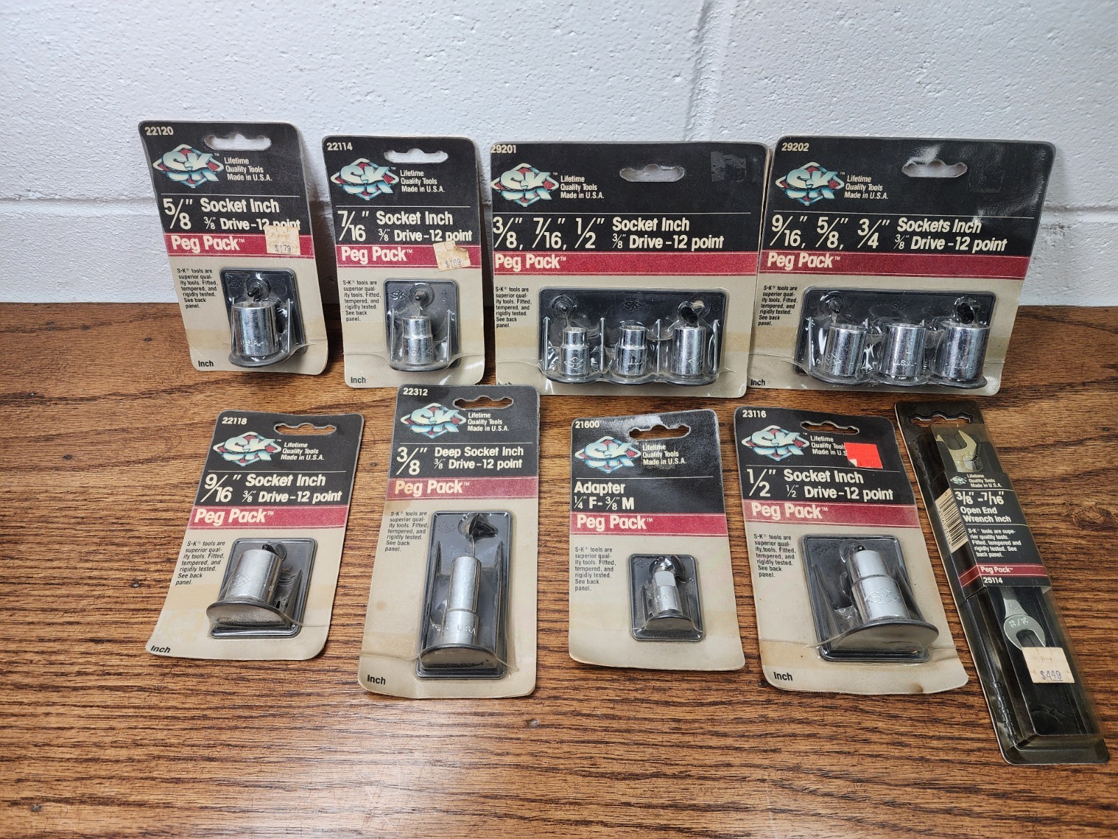 NOS Vintage S-K Tools Peg Pack Lot – Mostly 3/8” Sockets