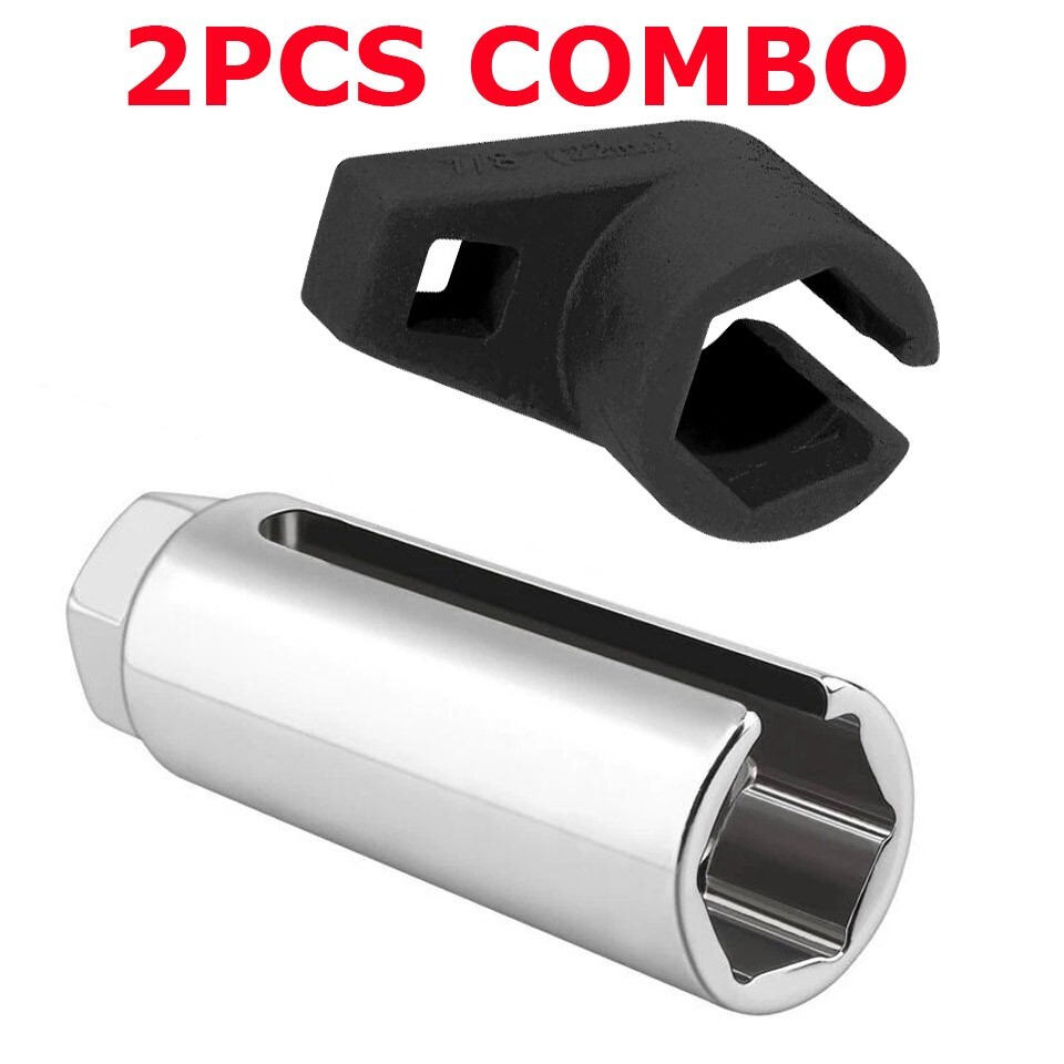 2Pcs O2 Oxygen Sensor Socket Wrench 3/8″ 1/2″ 22mm Auto Repair Installer Tool